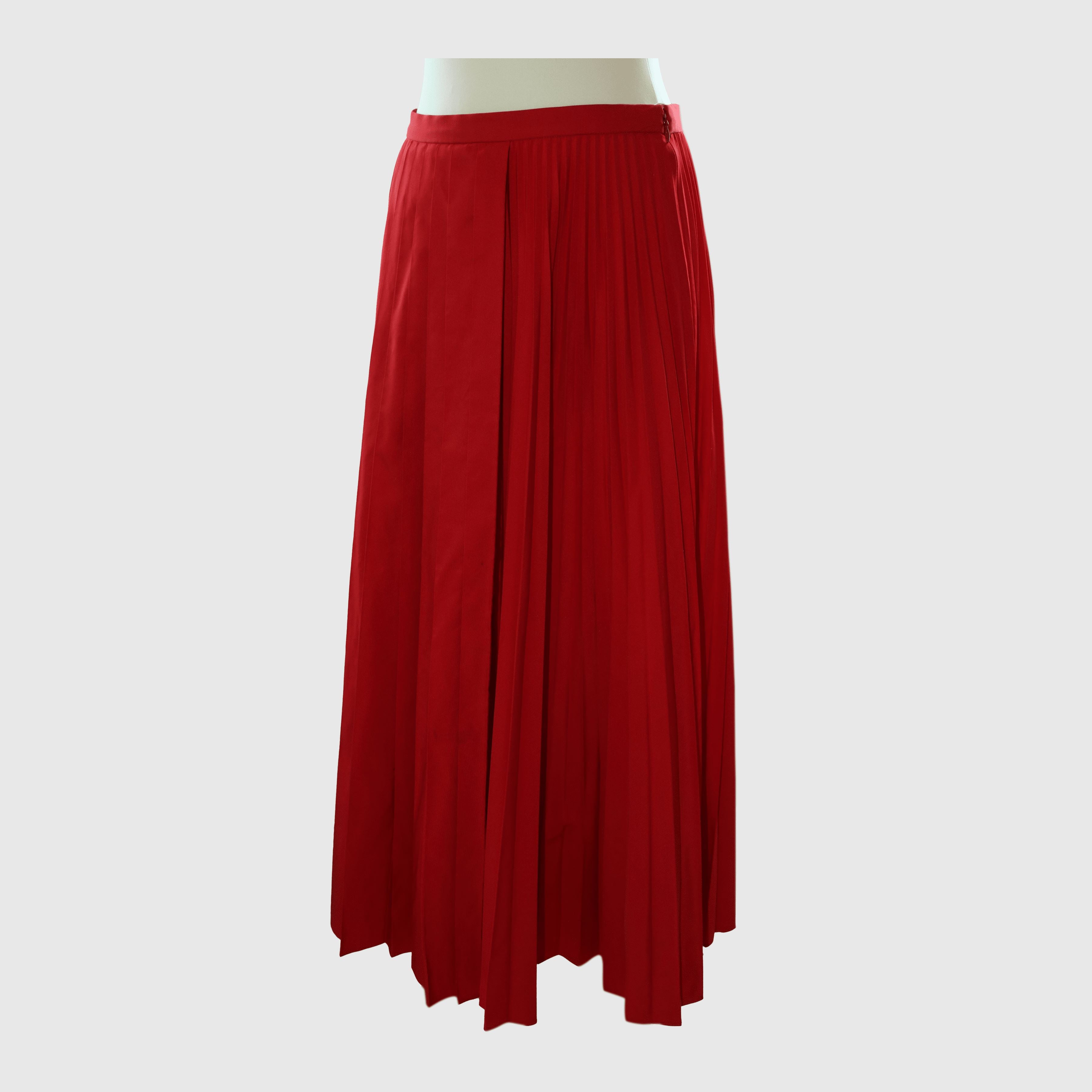 Red Pleated Skirt