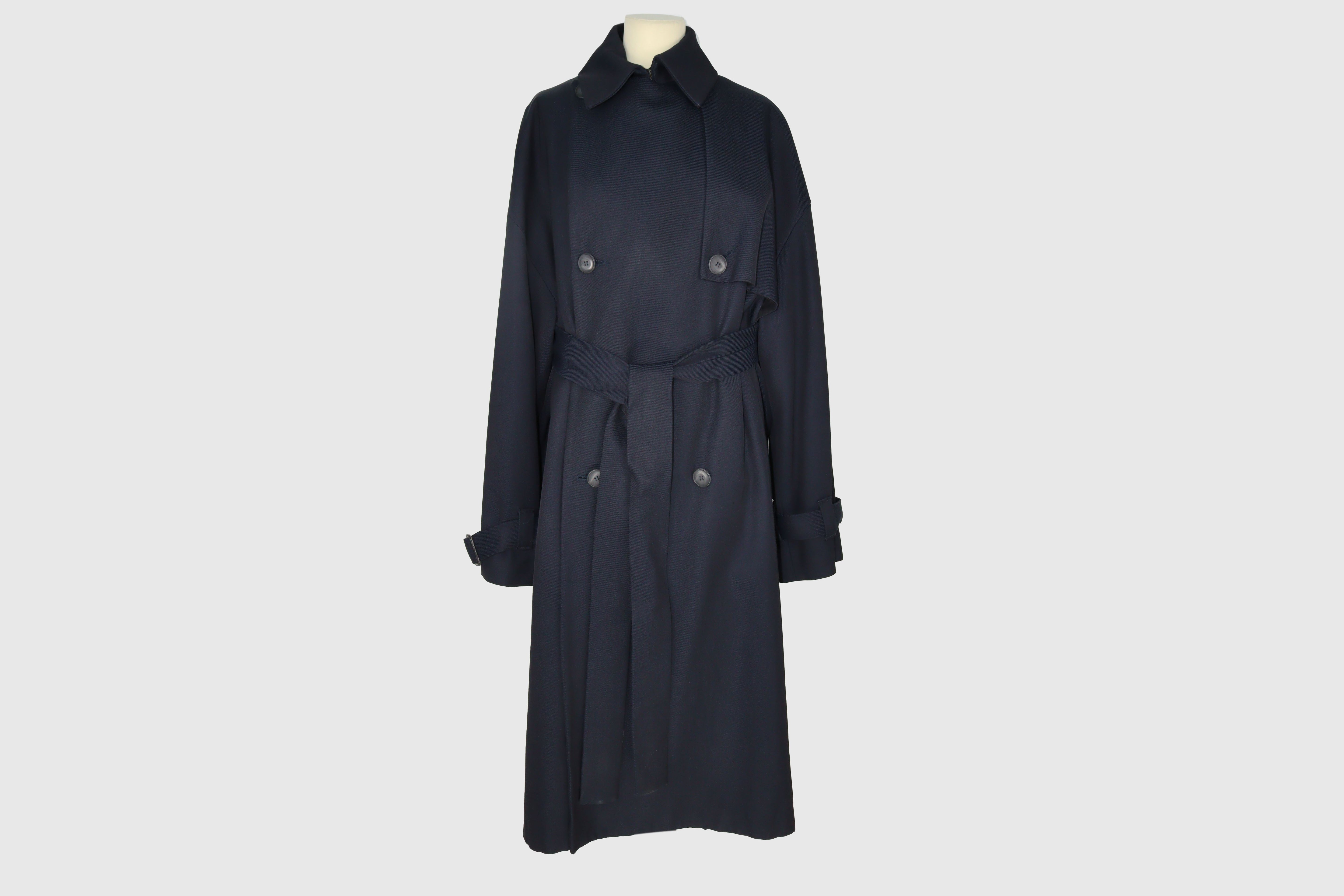 Navy Blue Belted Coat jacket Raey