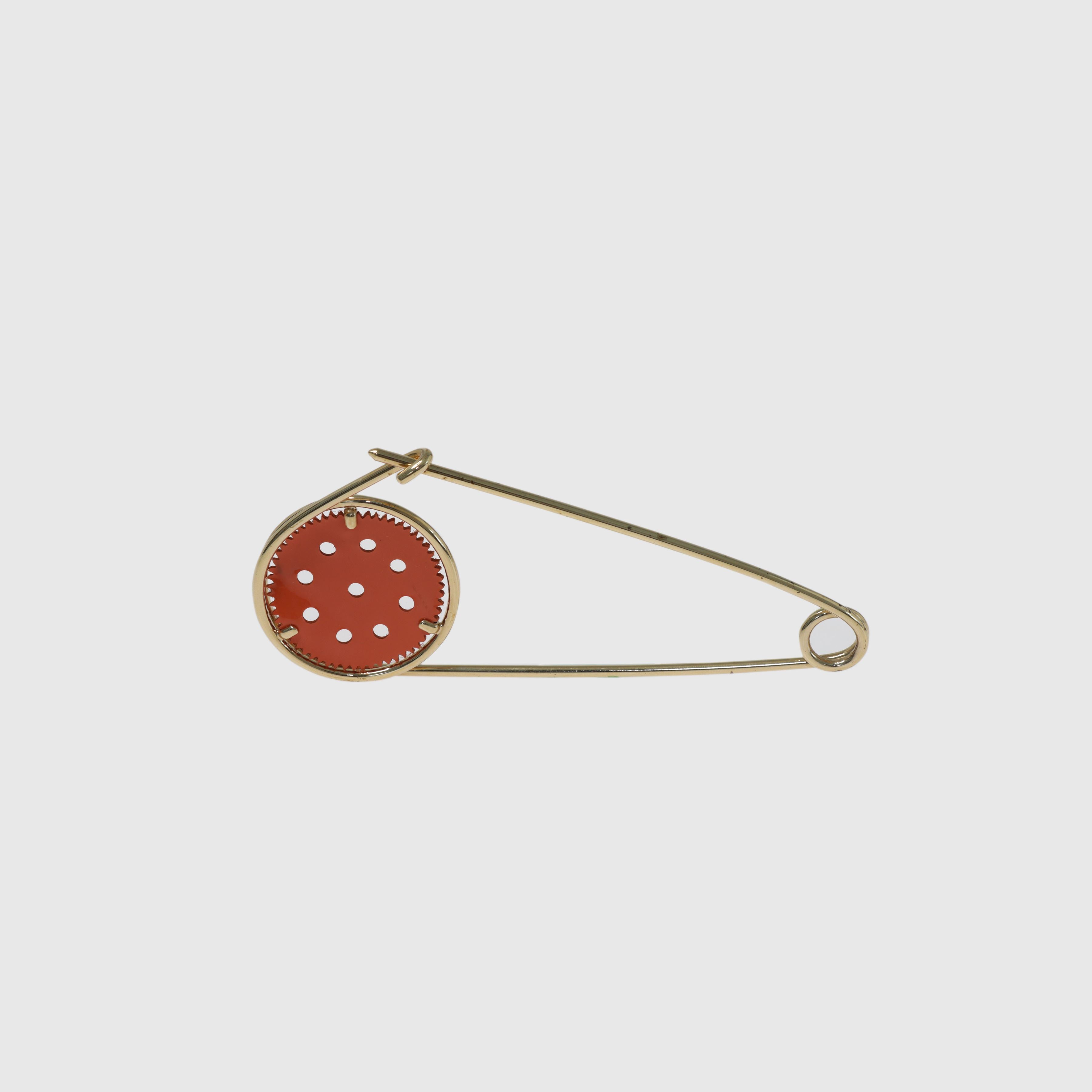 Gold/Orange Meccano Pin Brooch Jewellery Loewe 