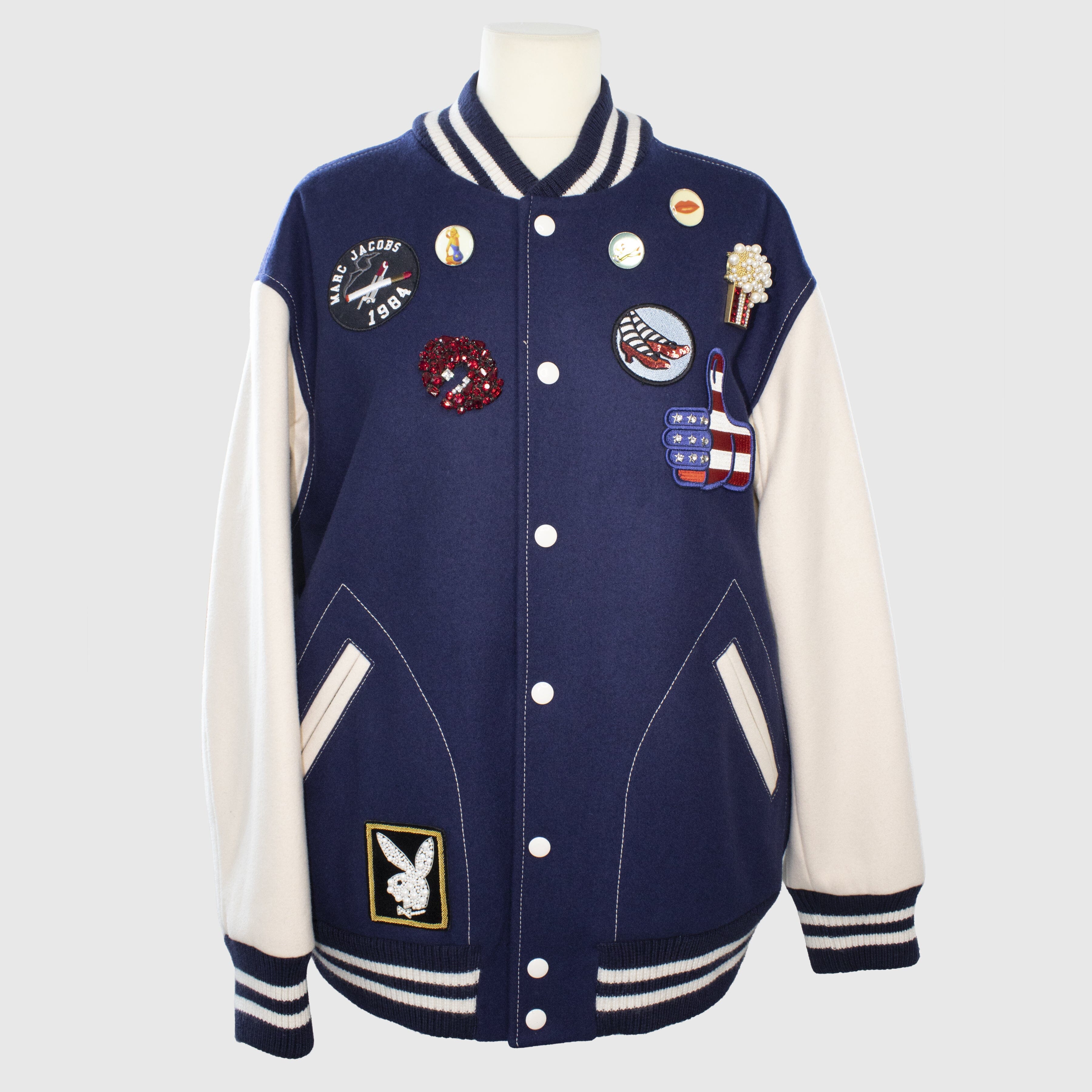Multicolor Brooch Logo Badge Detailed Oversized Varsity Jacket Clothing Marc Jacobs 