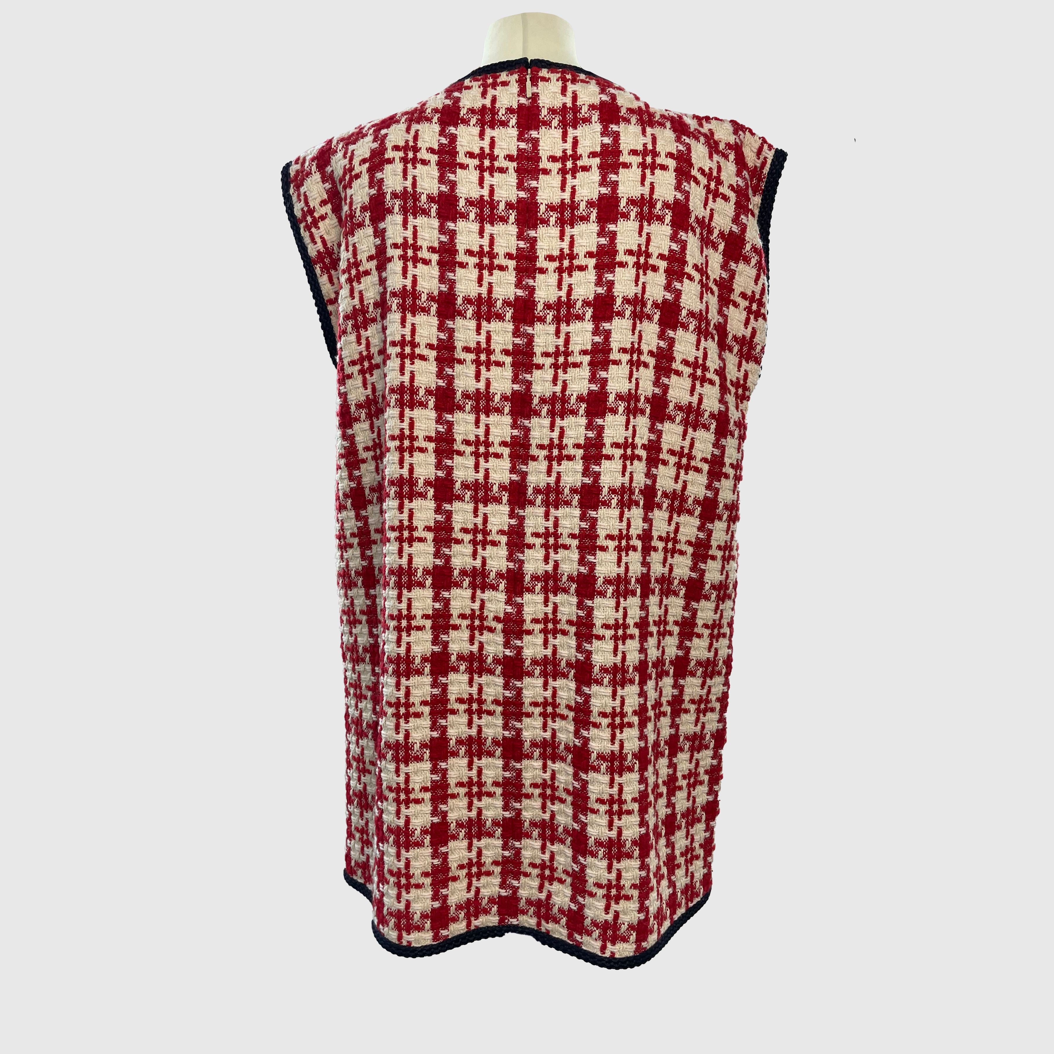 Red/White Tweed Sleeveless Dress Clothing Gucci 