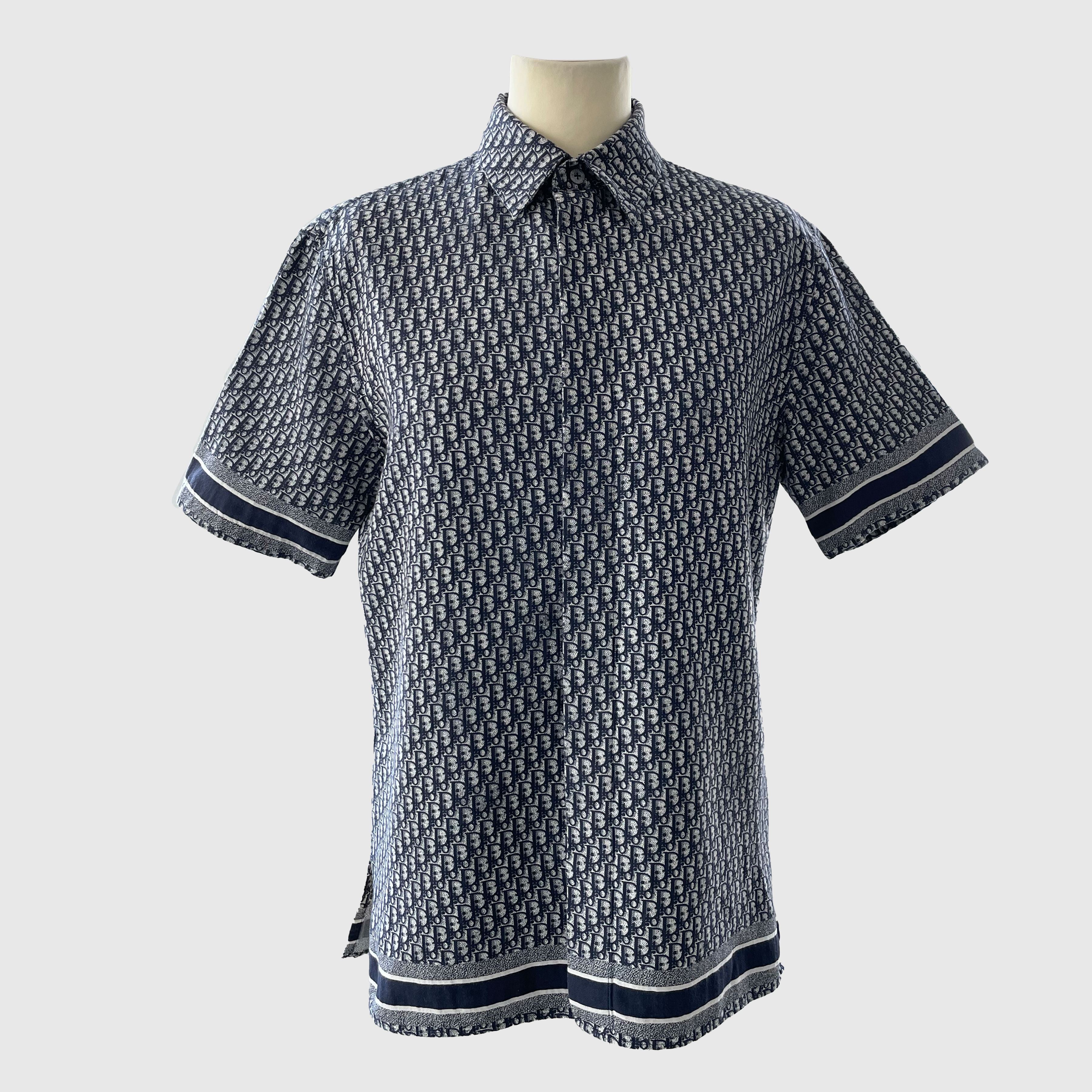 Navy Blue/White Oblique Polo Shirt Clothing Dior 
