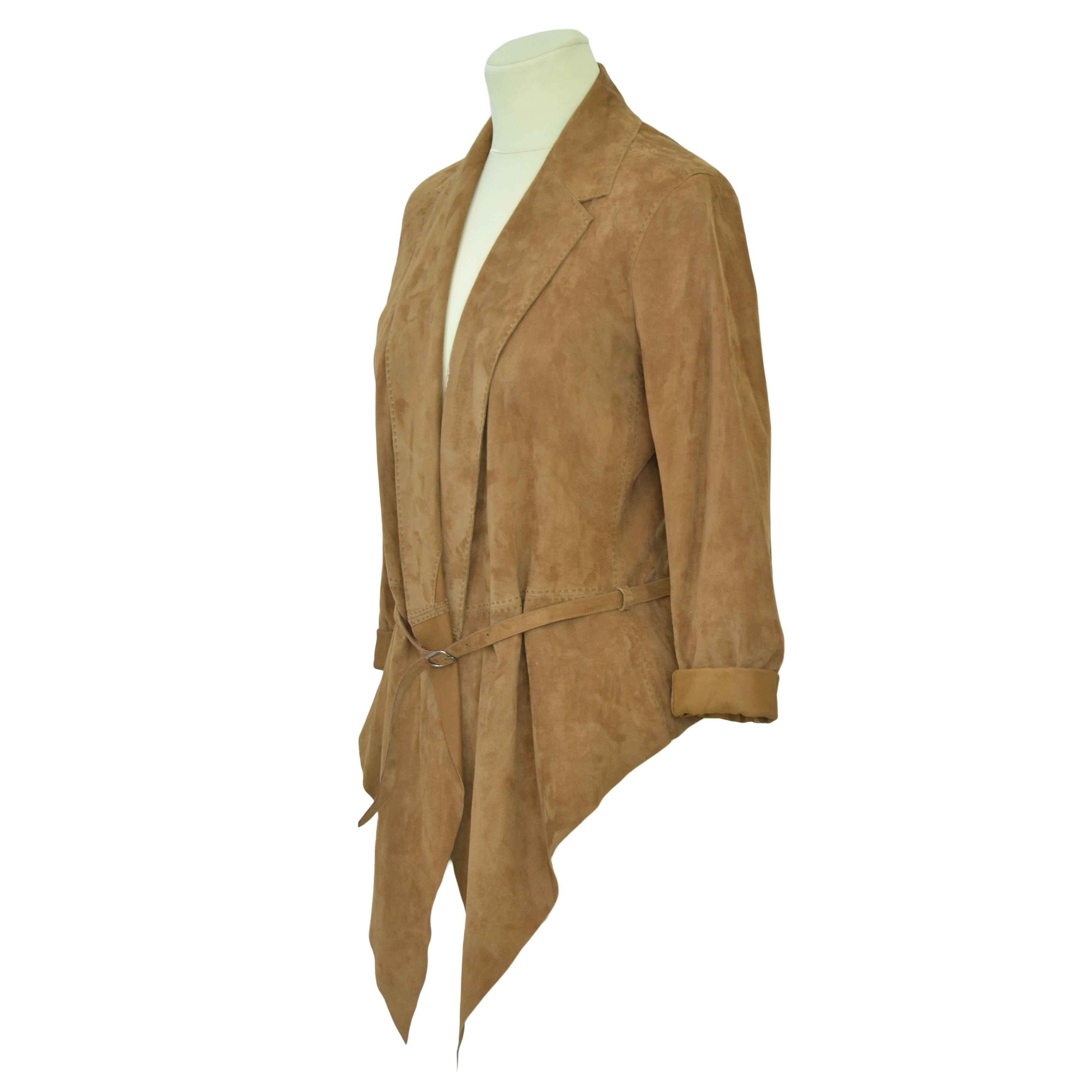 Light Brown Assymetric Jacket w/ Belt Clothing Hermes