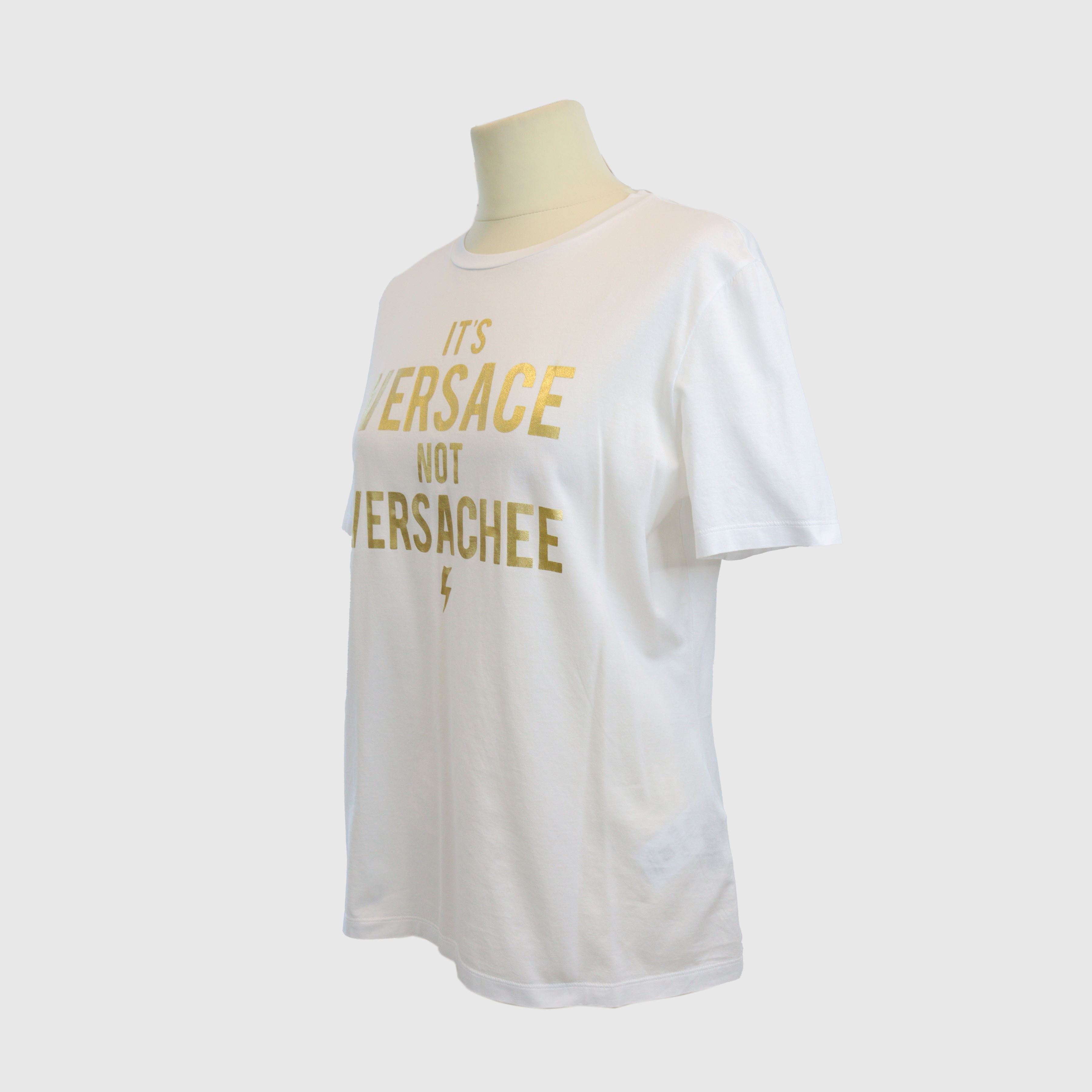 White/Gold "Its Versace not Versachee" Tshirt Clothing Versace 