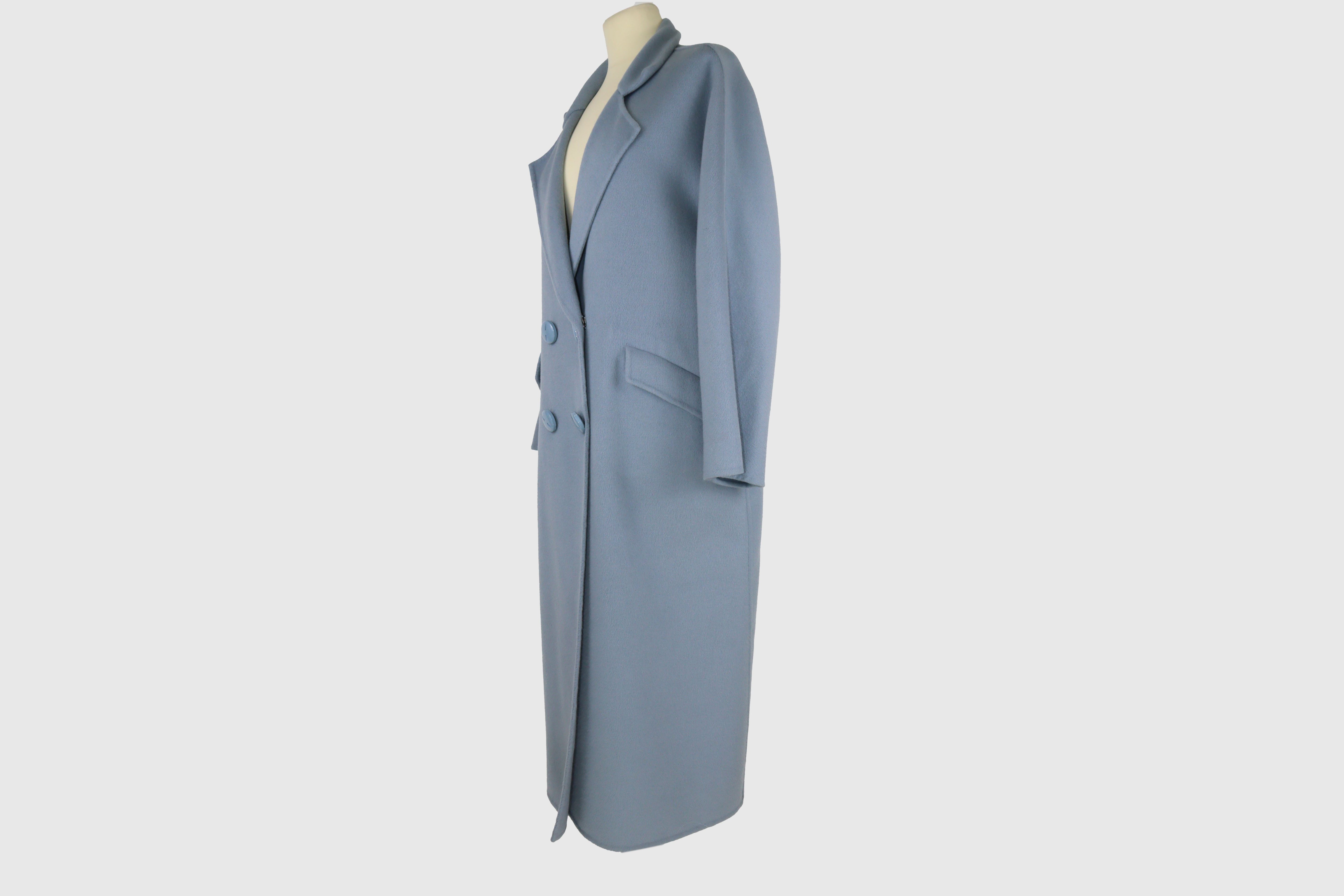 Light Blue Pocket Detail Double Breasted Coat Clothing Ermanno Scervino 