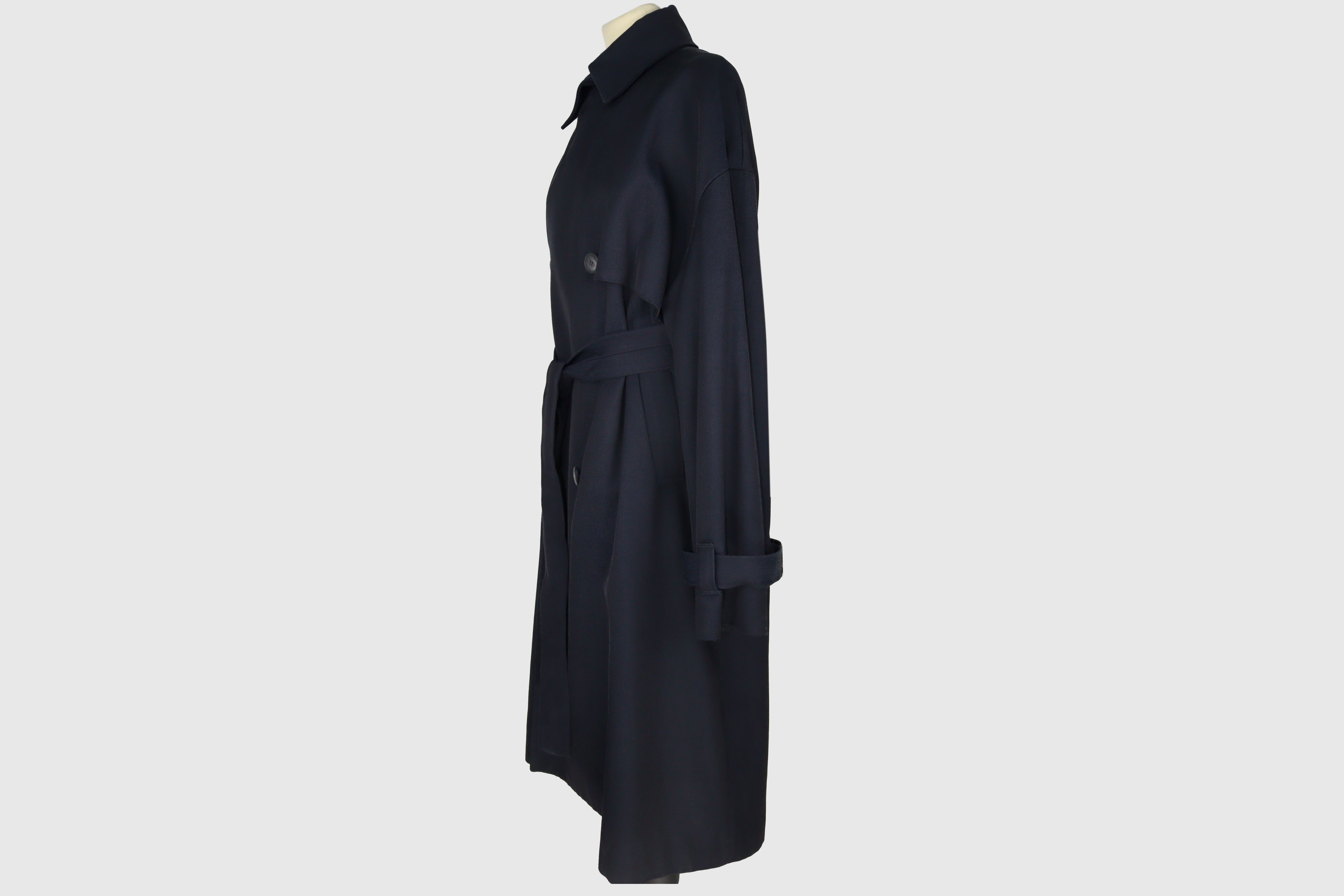 Navy Blue Belted Coat jacket Raey