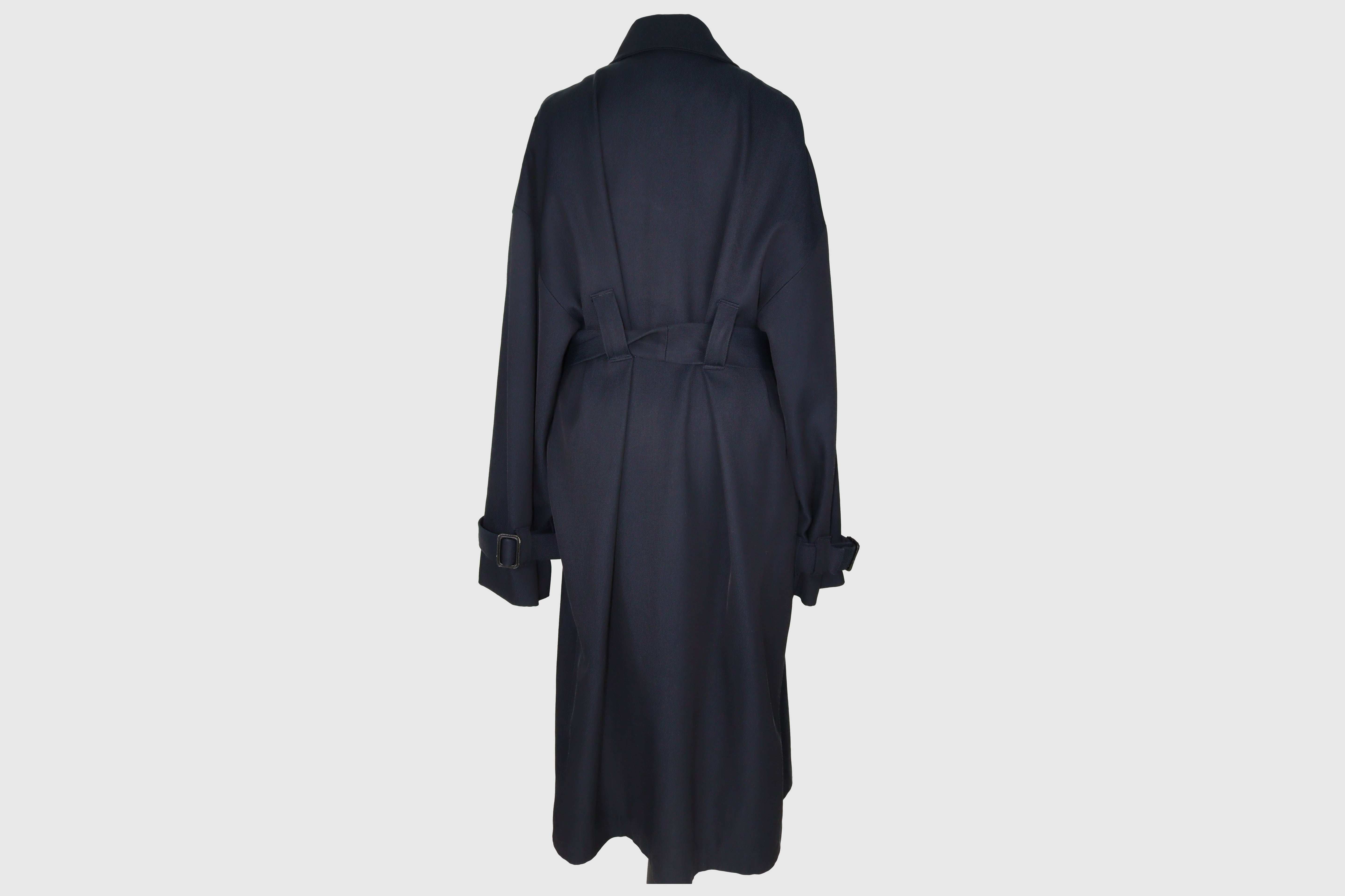 Navy Blue Belted Coat jacket Raey
