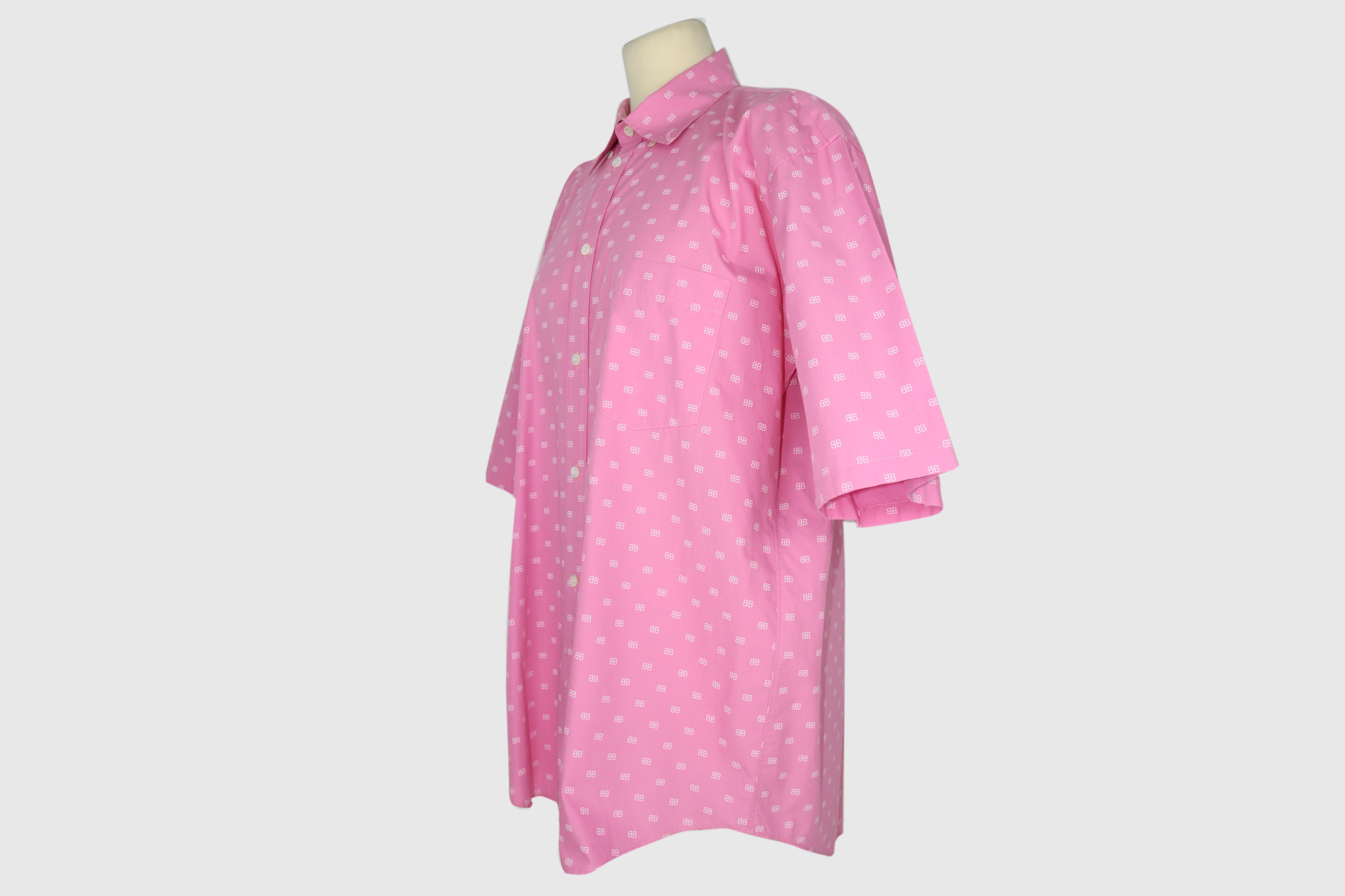 Pink BB Logo Short Sleeve Shirt Clothing Balenciaga 
