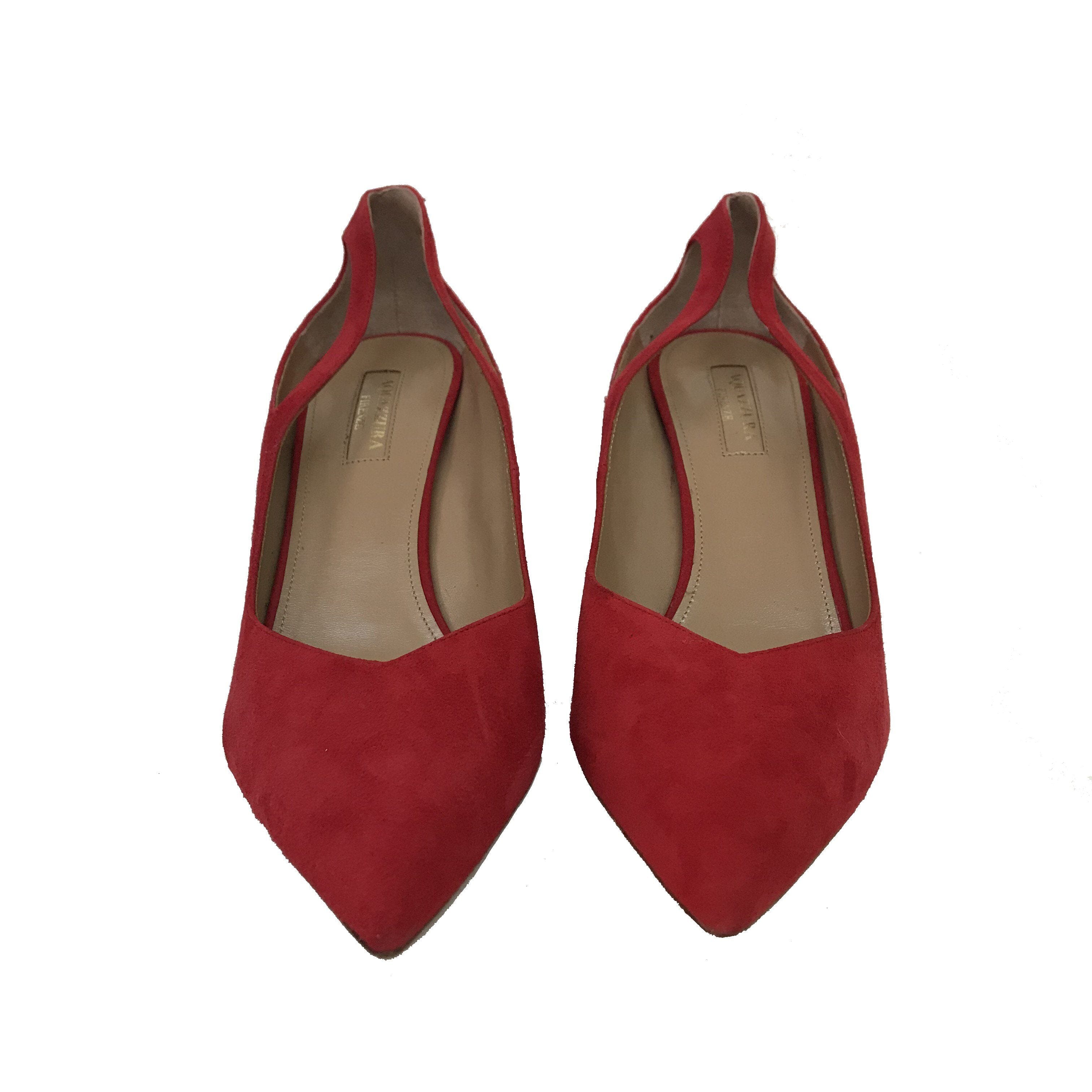 Aquazzura Red Suede Shiva Pointed Pumps Shoes Aquazzura