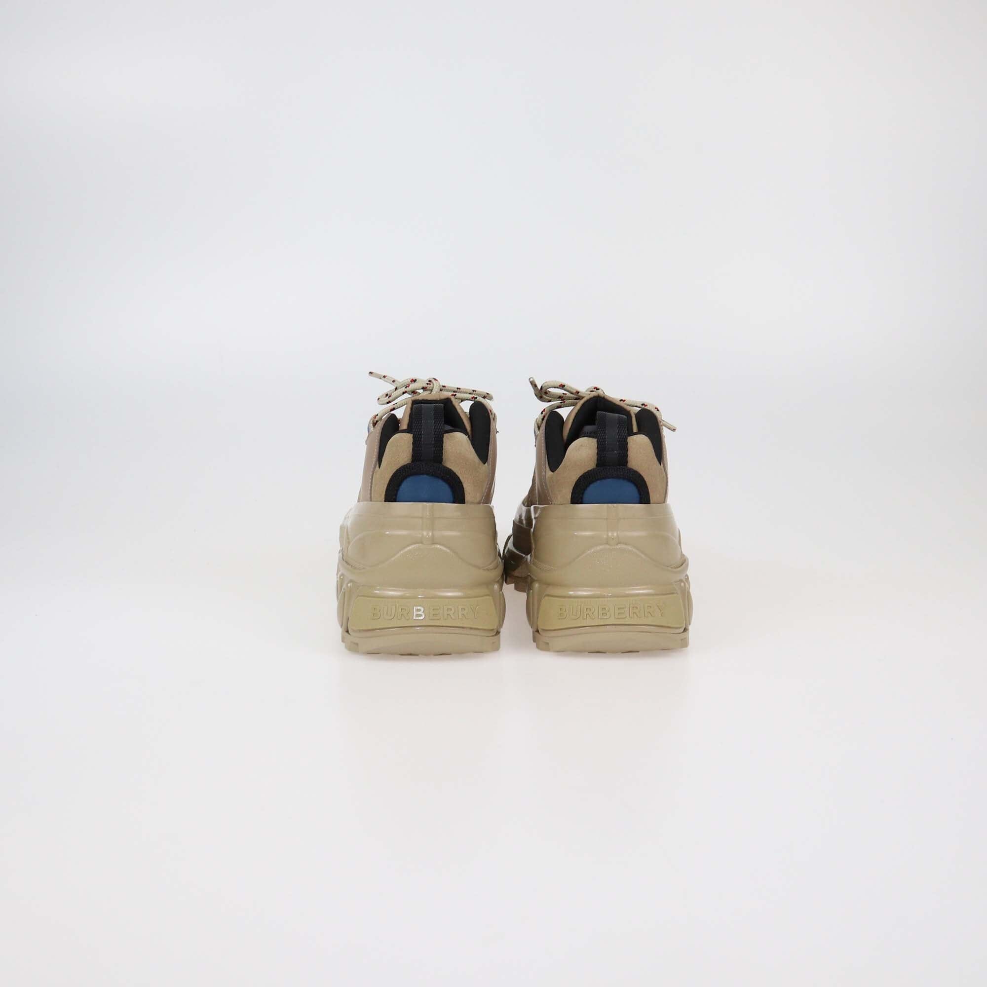 Burberry Beige Suede & Rubber Arthur Low Top Sneakers Womens Burberry