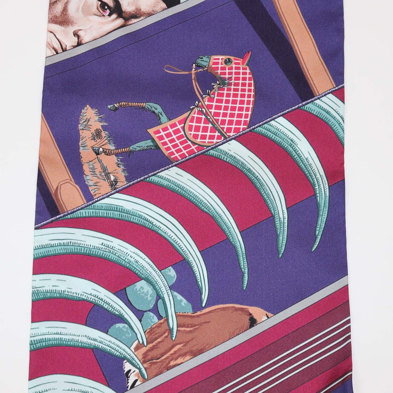 Hermes Multicolor Silk Carre en Carres Print Maxi Twilly