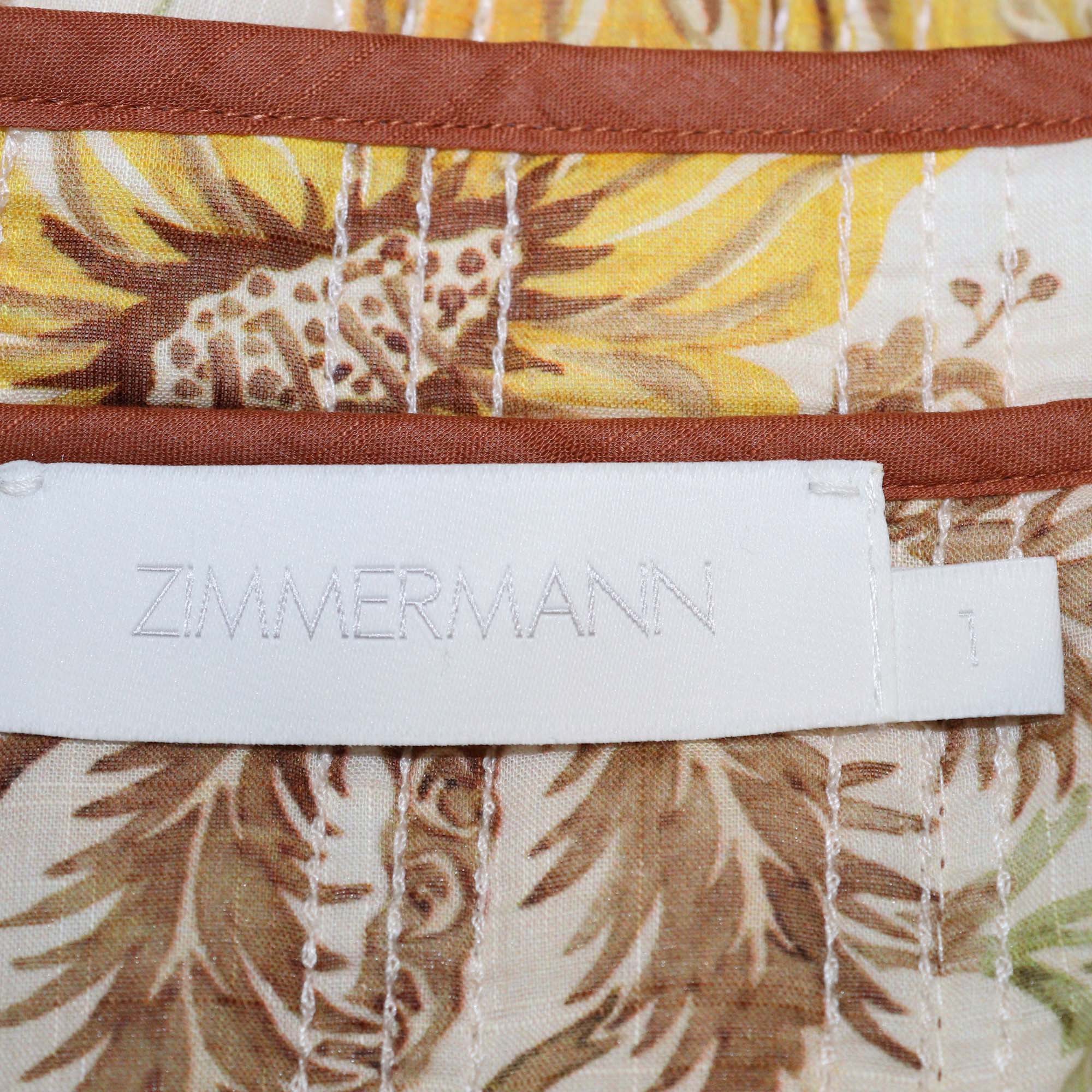 Zimmermann Multicolor Cotton Floral Print Daylight Collarless Jacket