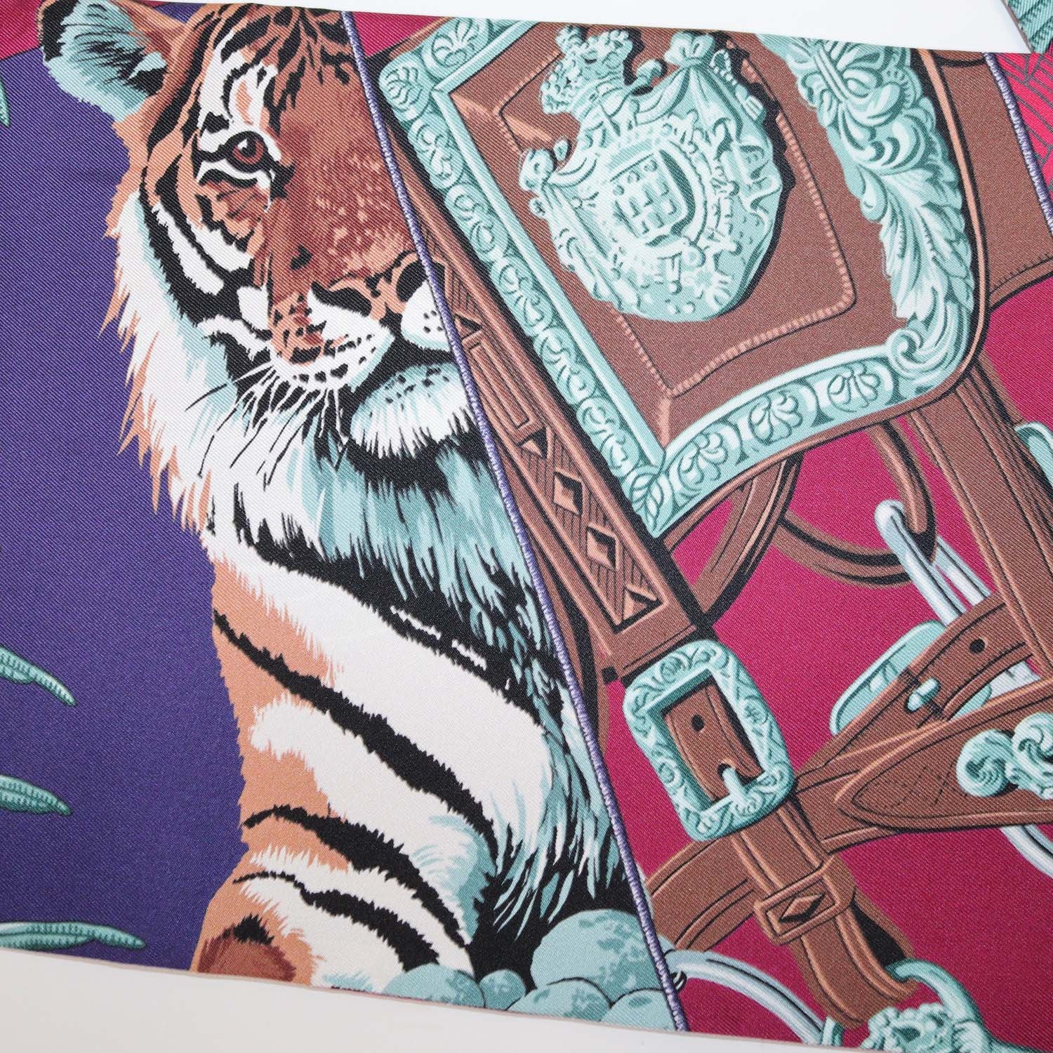 Hermes Multicolor Silk Carre en Carres Print Maxi Twilly