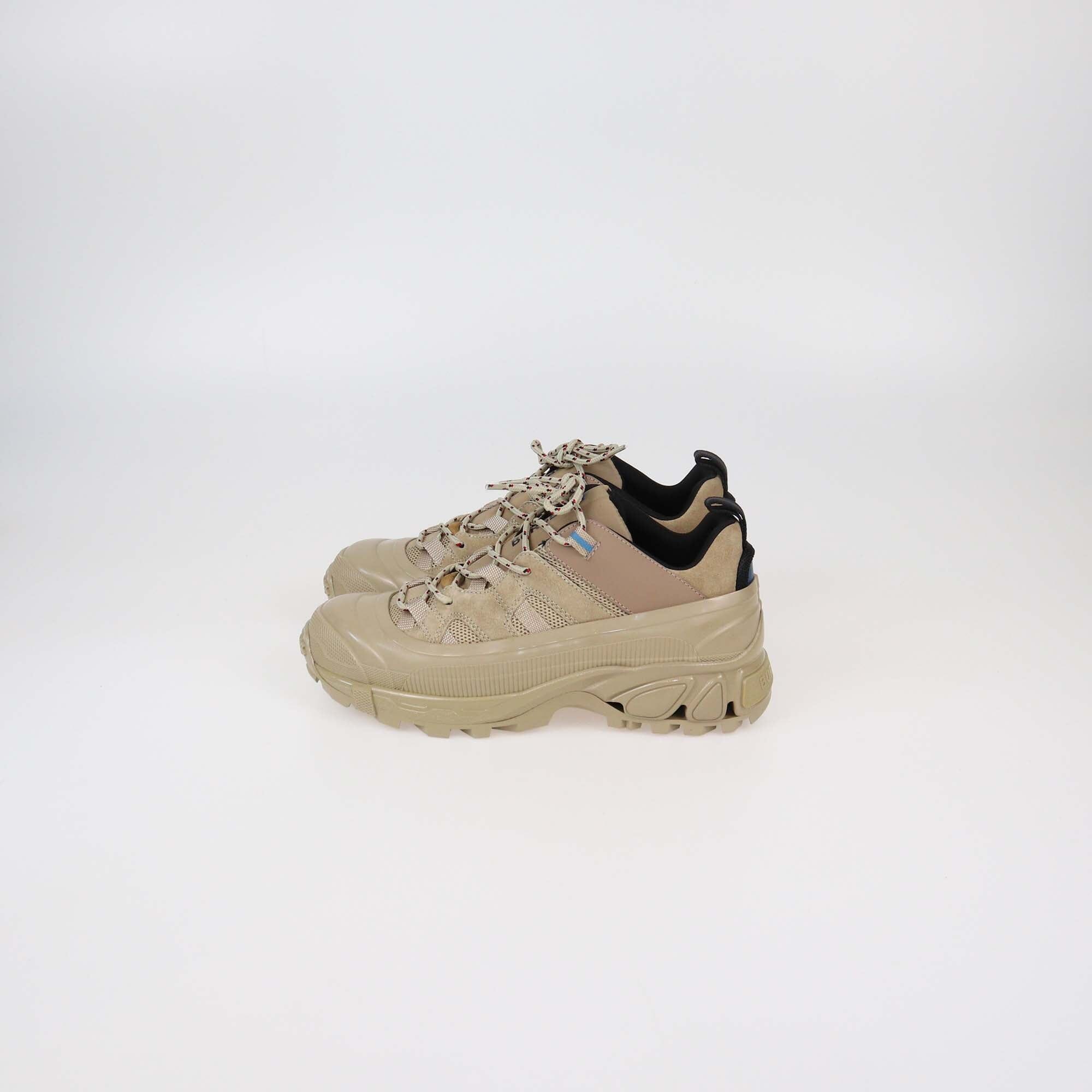 Burberry Beige Suede & Rubber Arthur Low Top Sneakers Womens Burberry