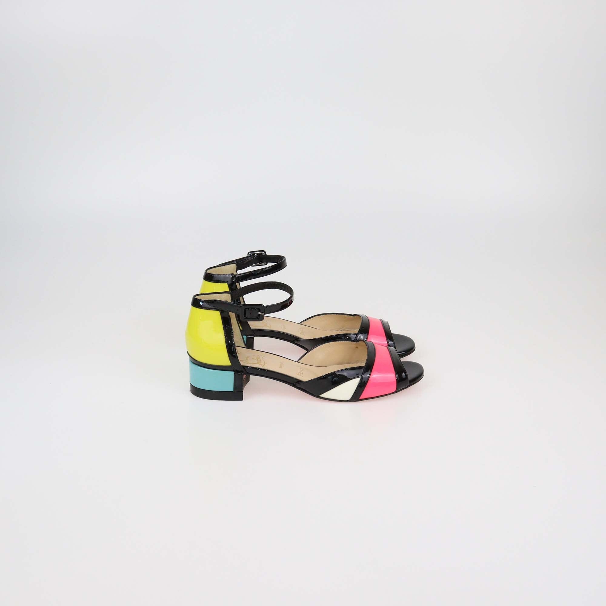 Christian Louboutin Multicolor Patent Leather Mondiri Sandals Womens Christian Louboutin