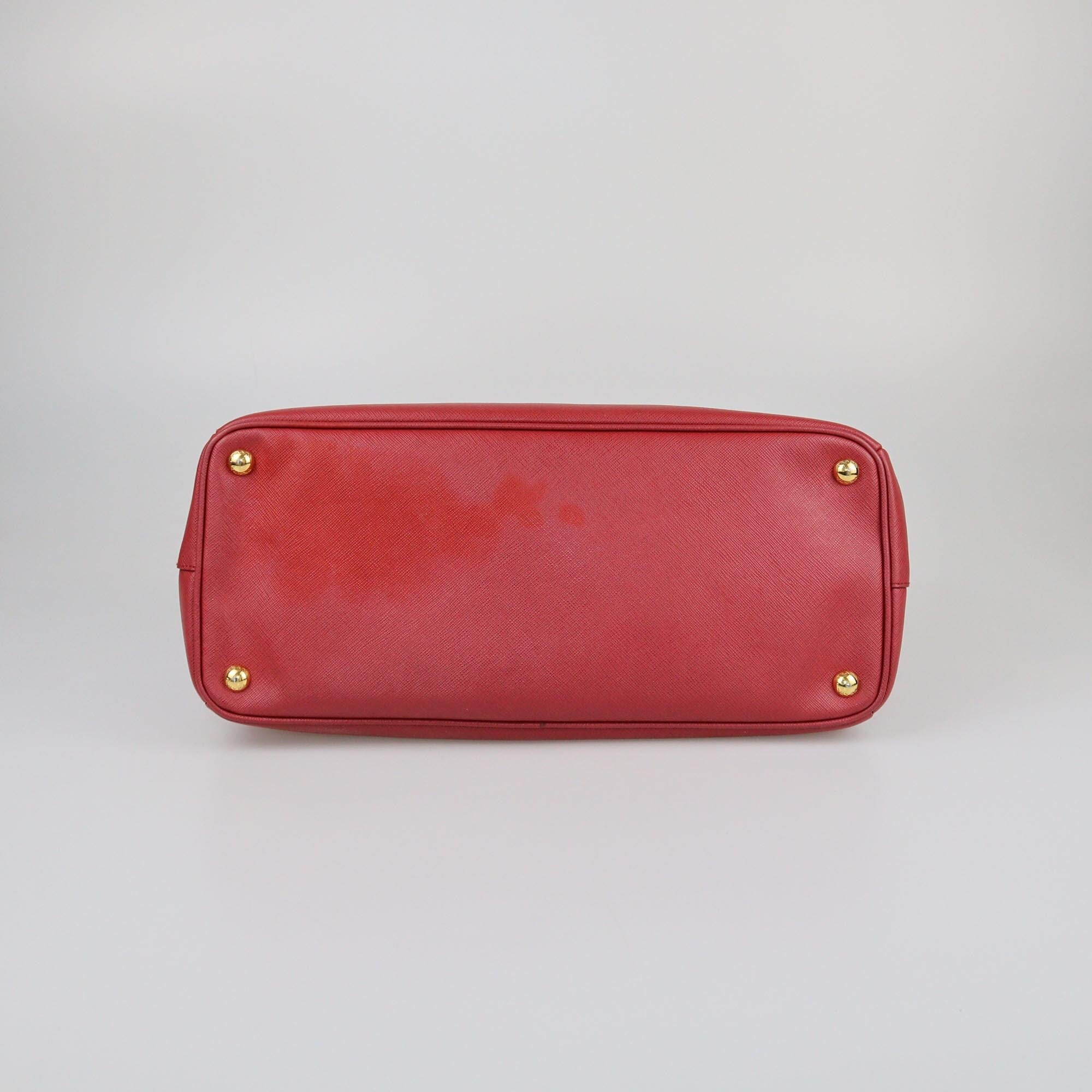 Prada Red Saffiano Medium Double Zip Tote Womens Prada