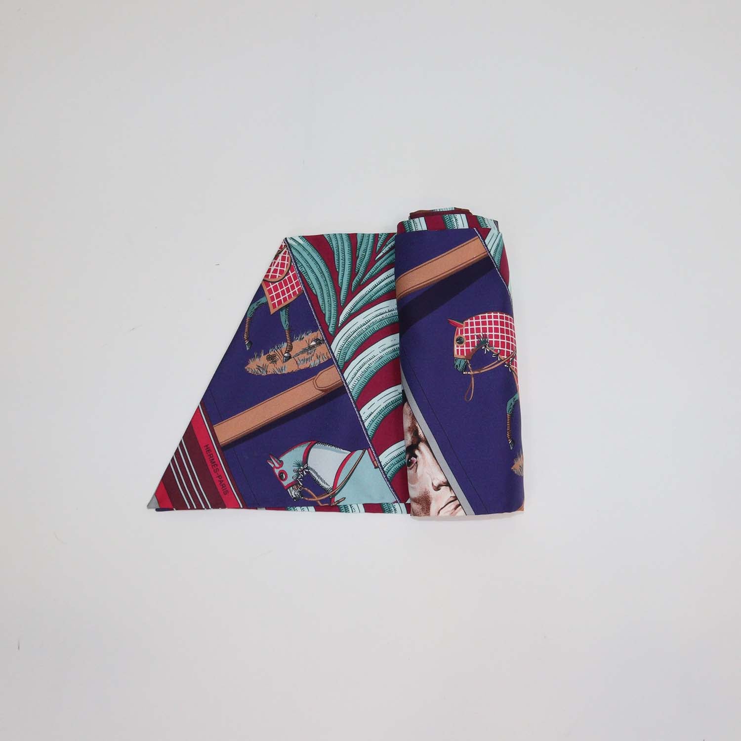 Hermes Multicolor Silk Carre en Carres Print Maxi Twilly