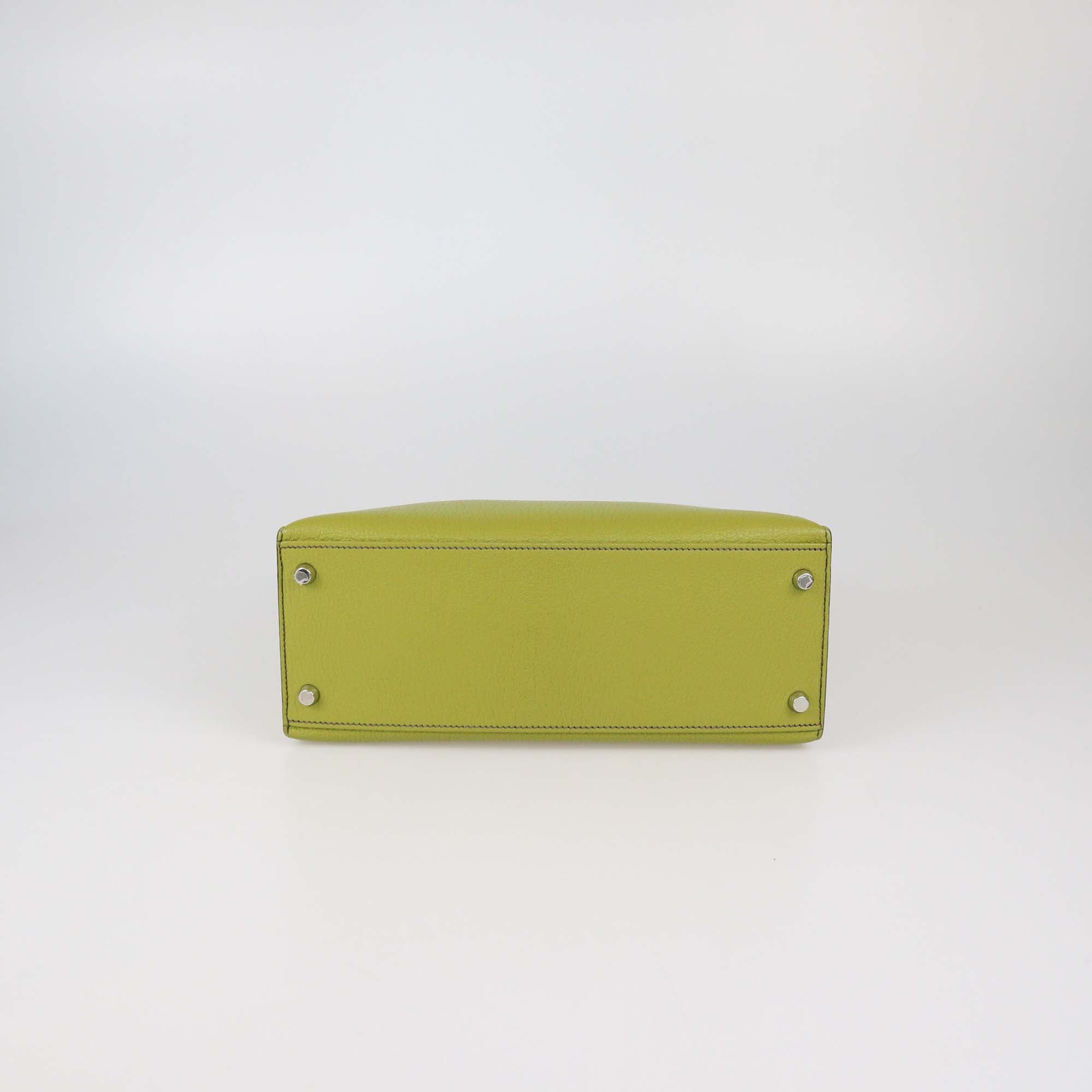 Hermes Vert Anise Chevre Mysore Leather Palladium Hardware Kelly Sellier 28 Bag