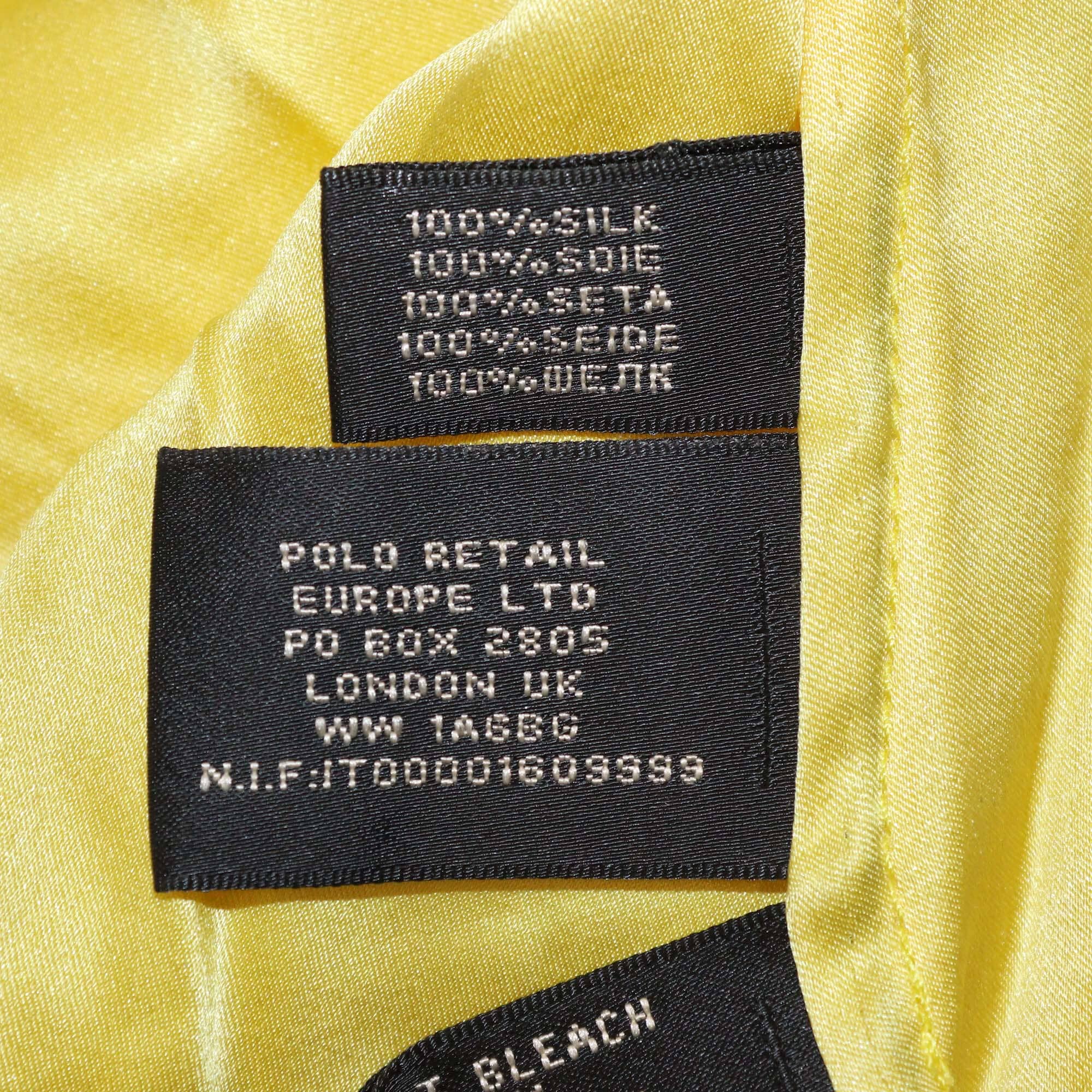 Ralph Lauren Yellow Silk Pleated Bandeaux Bodice Strap Maxi Dress Womens Ralph Lauren