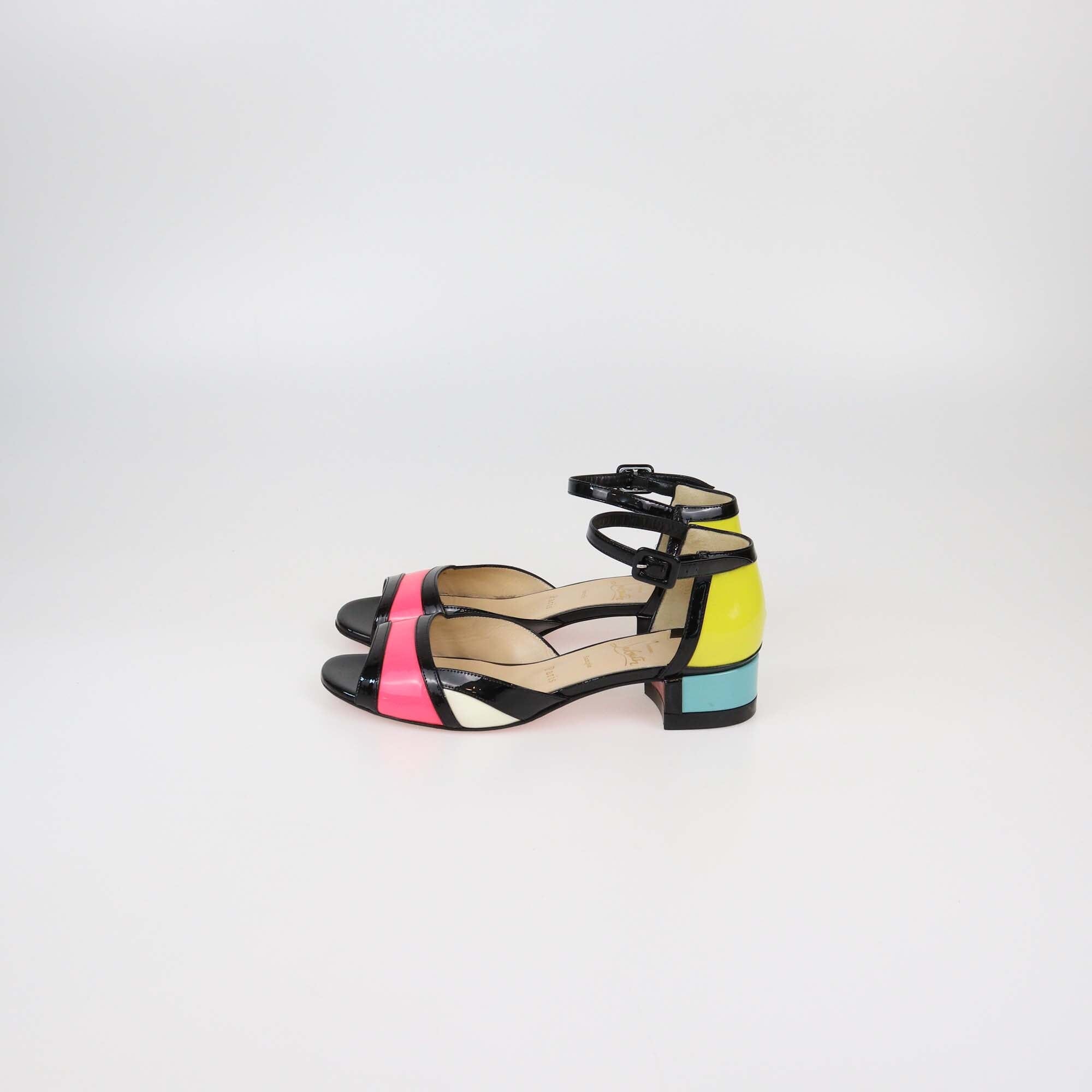 Christian Louboutin Multicolor Patent Leather Mondiri Sandals Womens Christian Louboutin