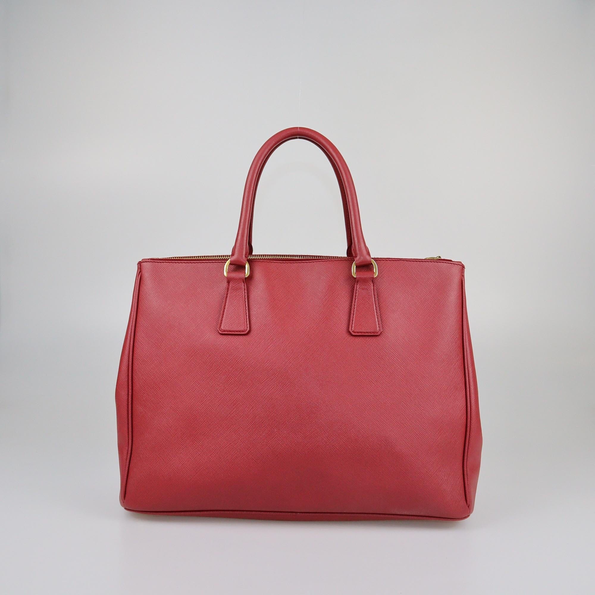 Prada Red Saffiano Medium Double Zip Tote Womens Prada