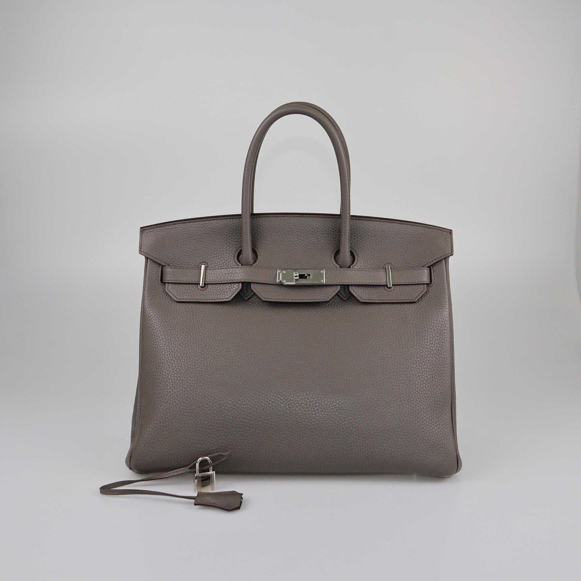 Hermes Vert Gris Togo Birkin 35 Bag PHW Womens Hermes