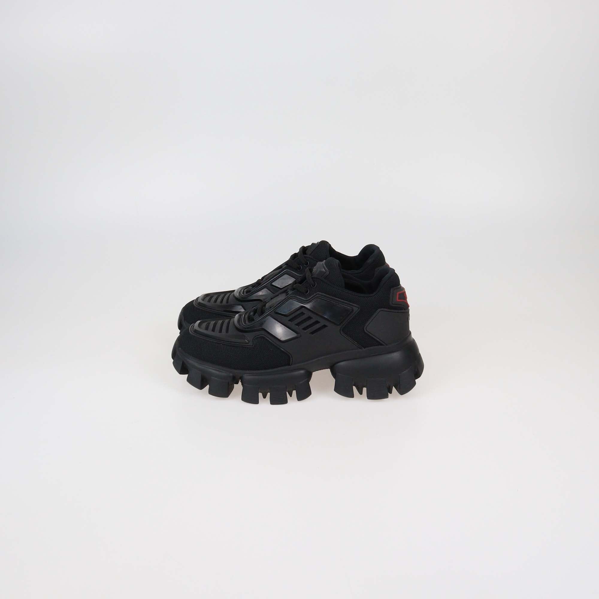 Prada Black Fabric & Rubber Cloudburst Thunder Low Top Sneakers Womens Prada