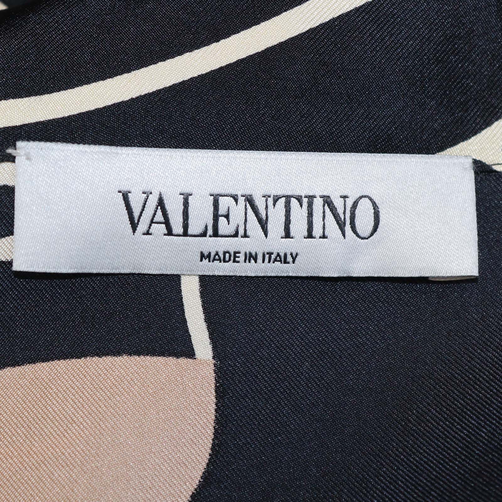 Valentino Black Silk Panther Print Button Front Pajama Shirt and Pants Set