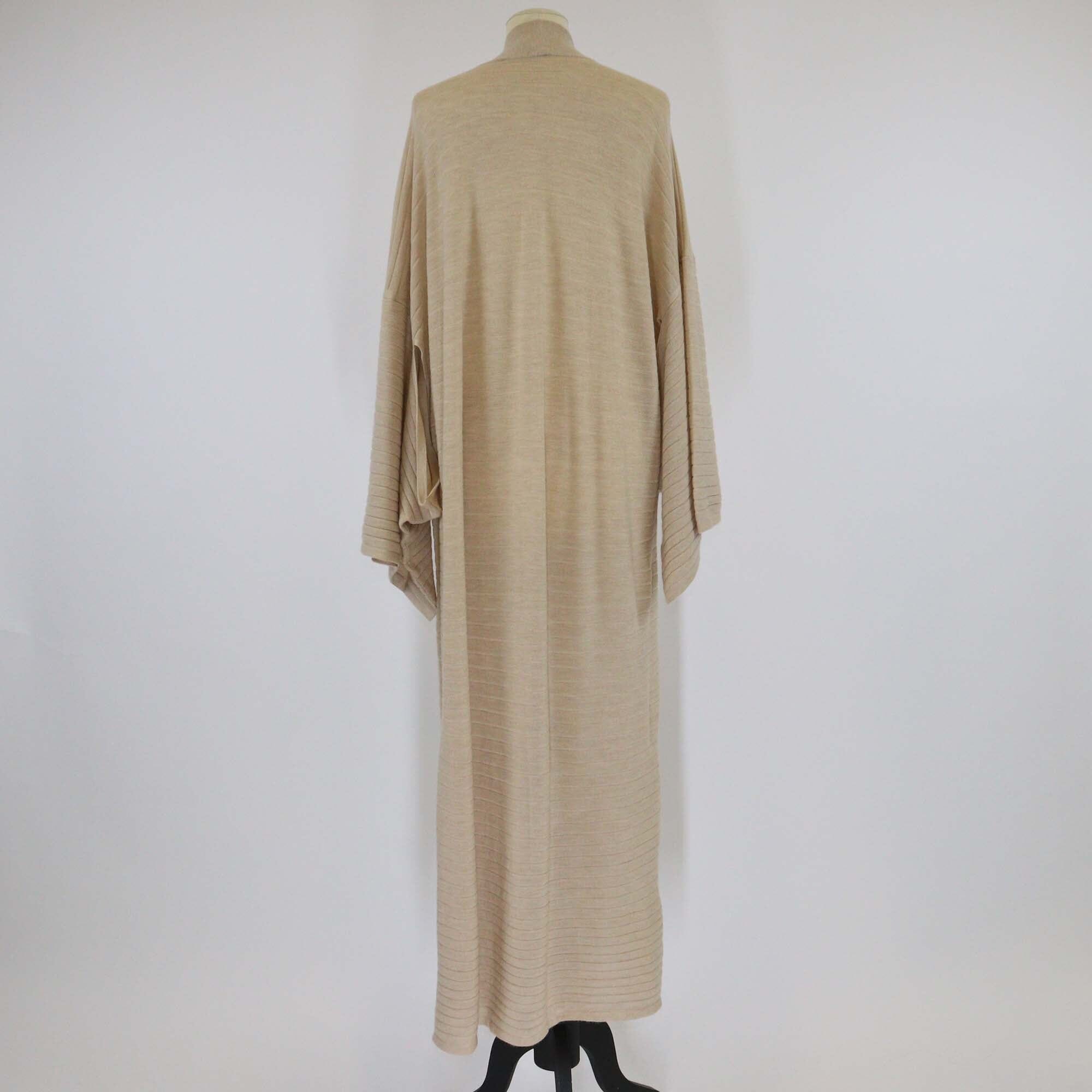 Loro Piana Beige Cashmere Blended Knit Raw Line Long Cardigan Womens Loro Piana