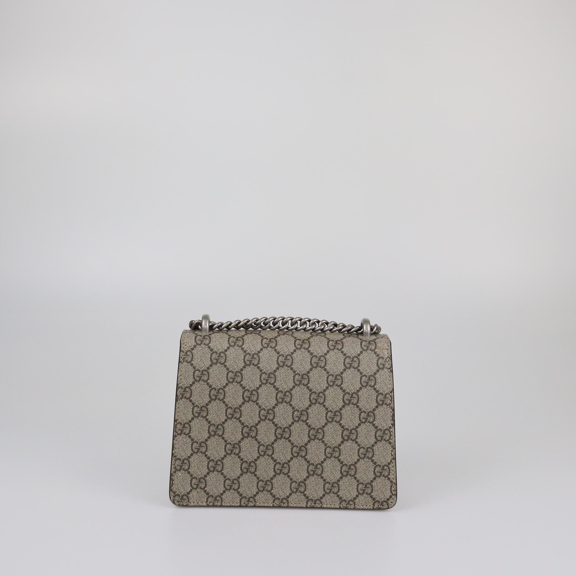Gucci Beige GG Canvas and Suede Dionysus Mini Chain Shoulder Bag Womens Gucci