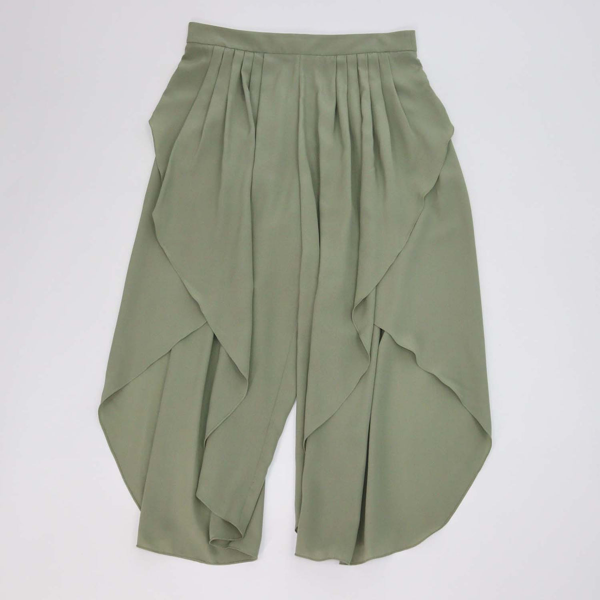 Chloe Plant Green Silk Tulip Pants