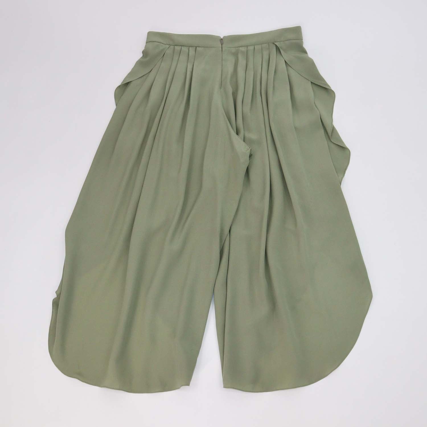 Chloe Plant Green Silk Tulip Pants