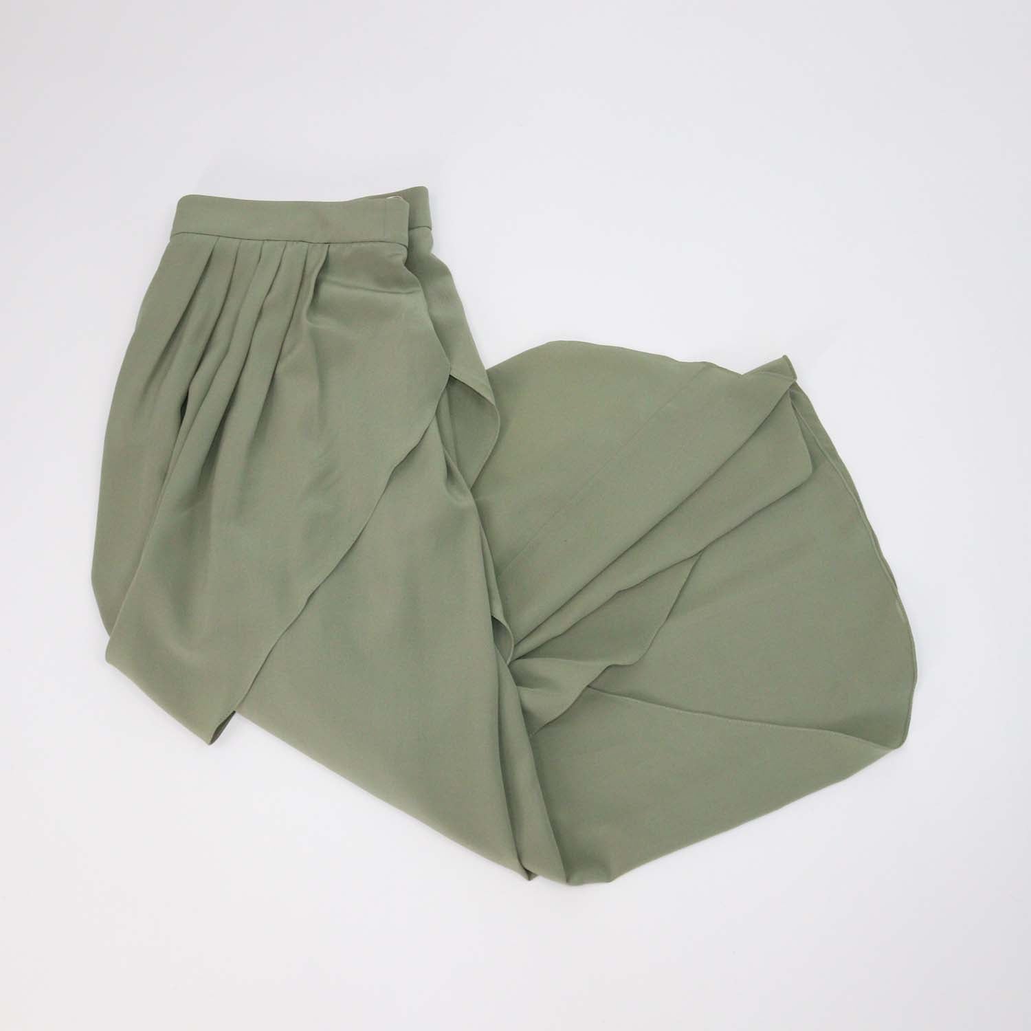 Chloe Plant Green Silk Tulip Pants