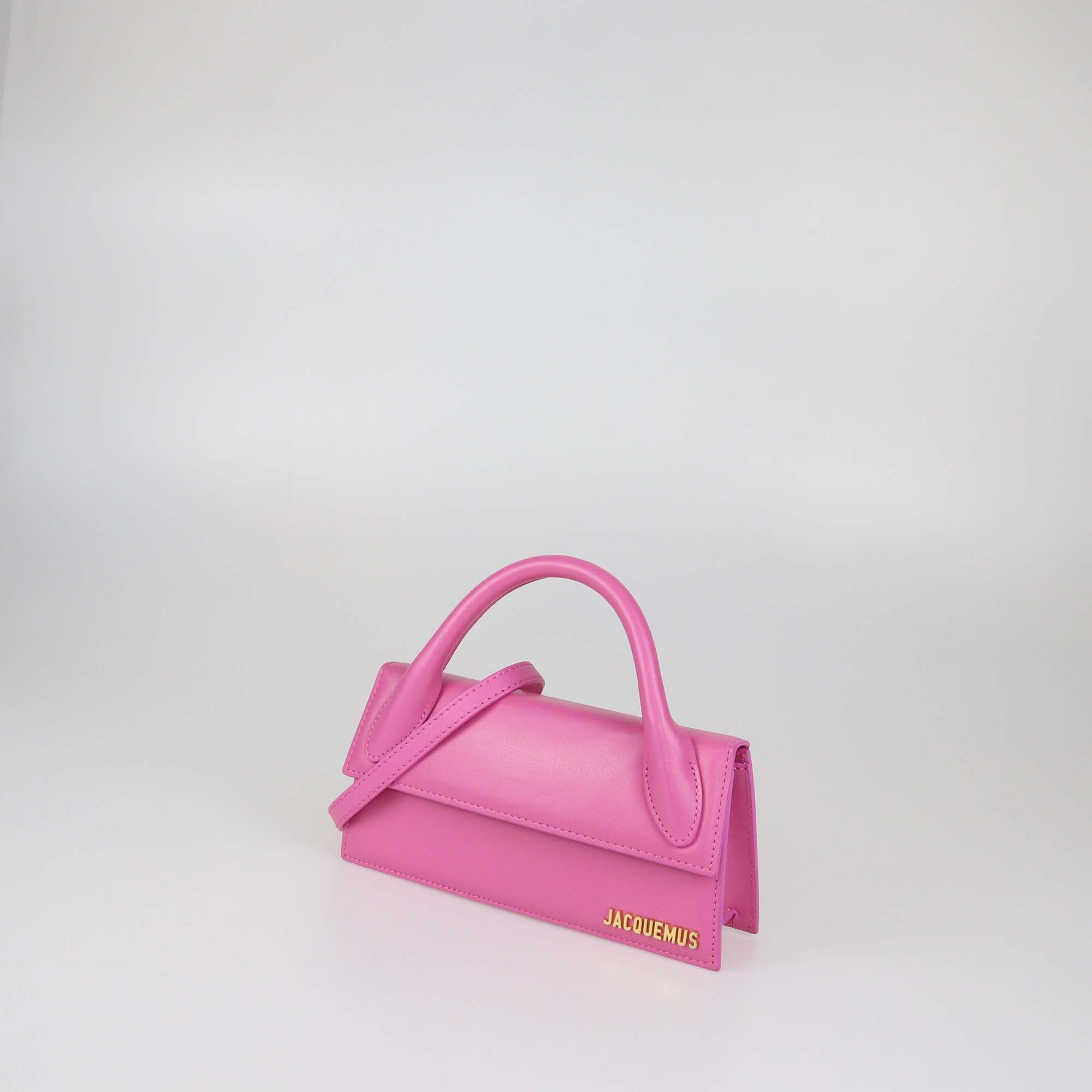 Jacquemus Pink Leather Le Chiquito Long Top Handle Bag