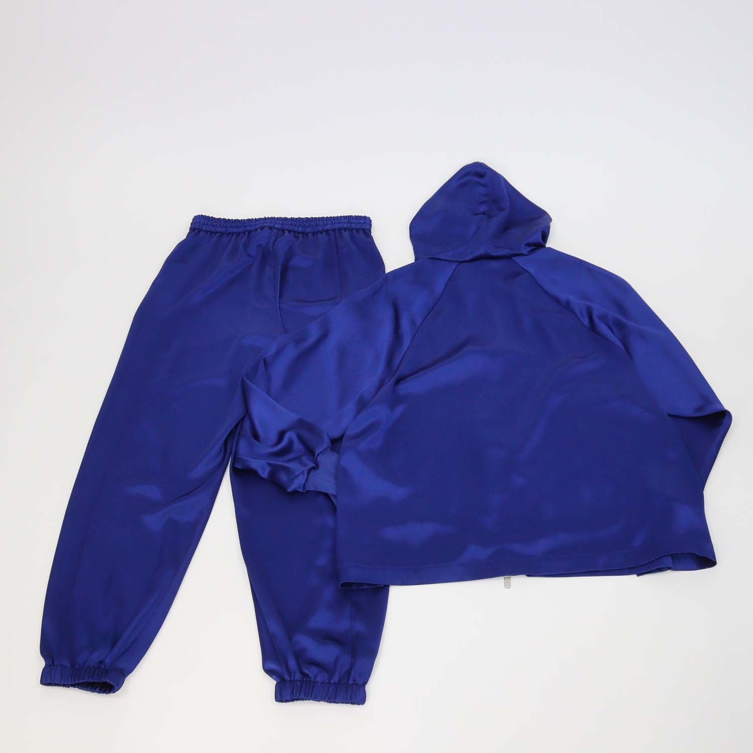 Y3 Metallic Blue Zip Pocket Hooded Sweatshirt & Drawstring Jogger Pants Set