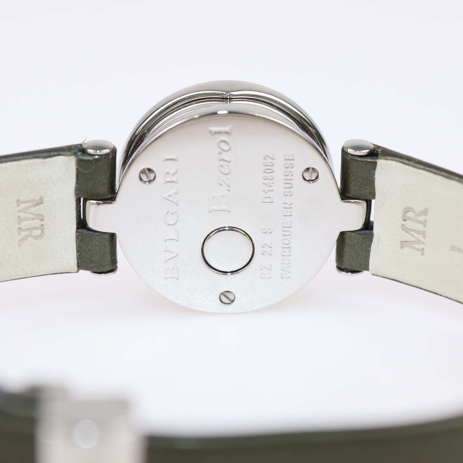 Bvlgari Black Mother Of Pearl Diamond Stainless Steel Patent Leather B.Zero1 Watch 22 mm