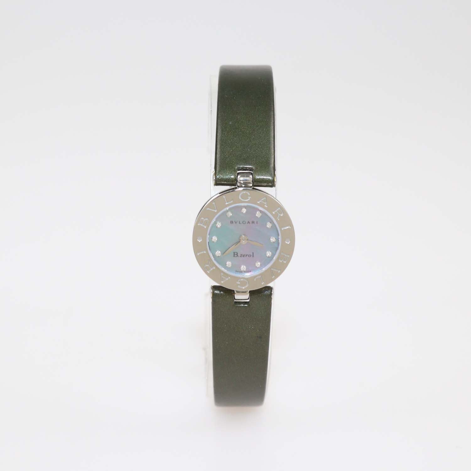 Bvlgari Black Mother Of Pearl Diamond Stainless Steel Patent Leather B.Zero1 Watch 22 mm