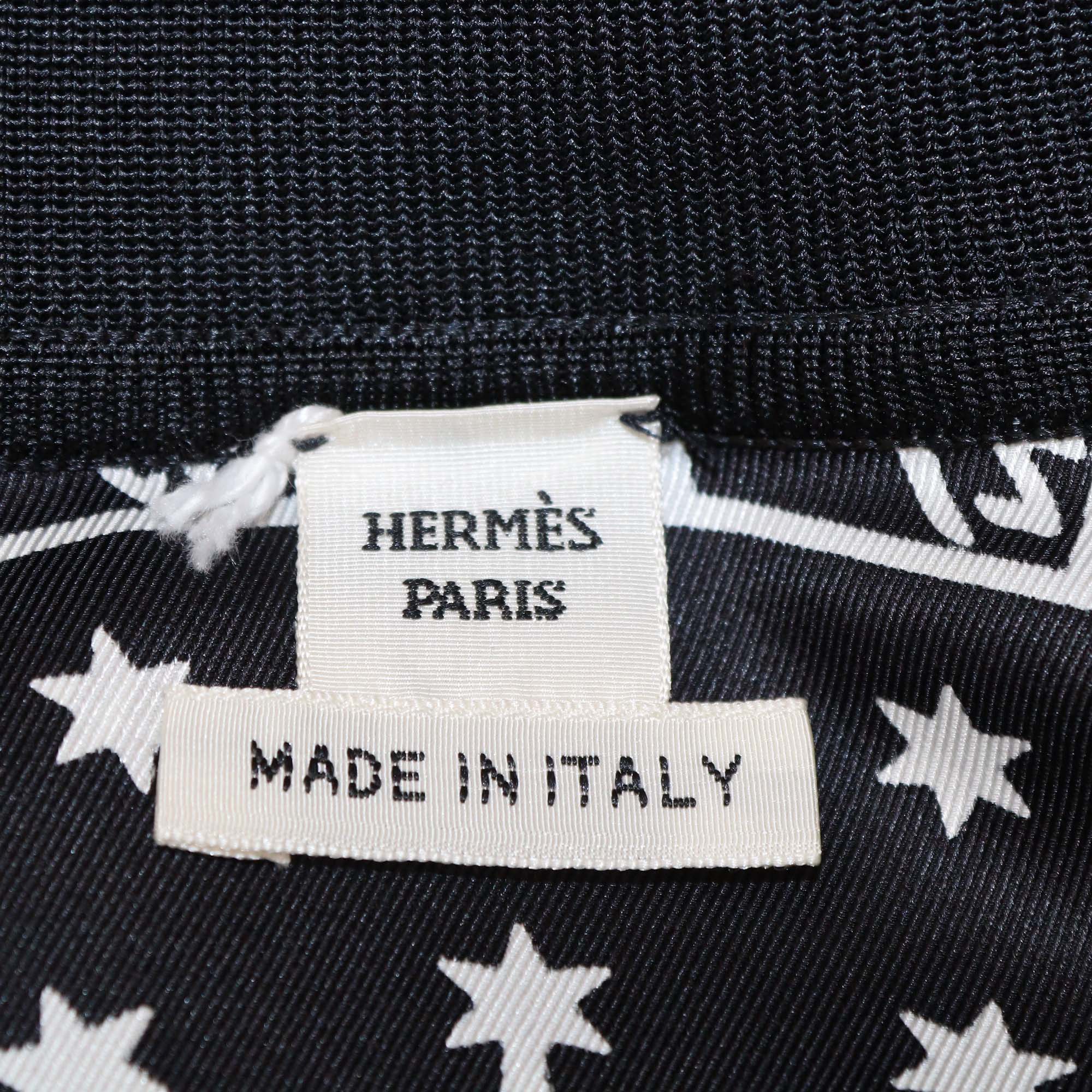 Hermes Black Silk Blended Zodiac Astrology Print Zip Up Long Sleeve Sweater