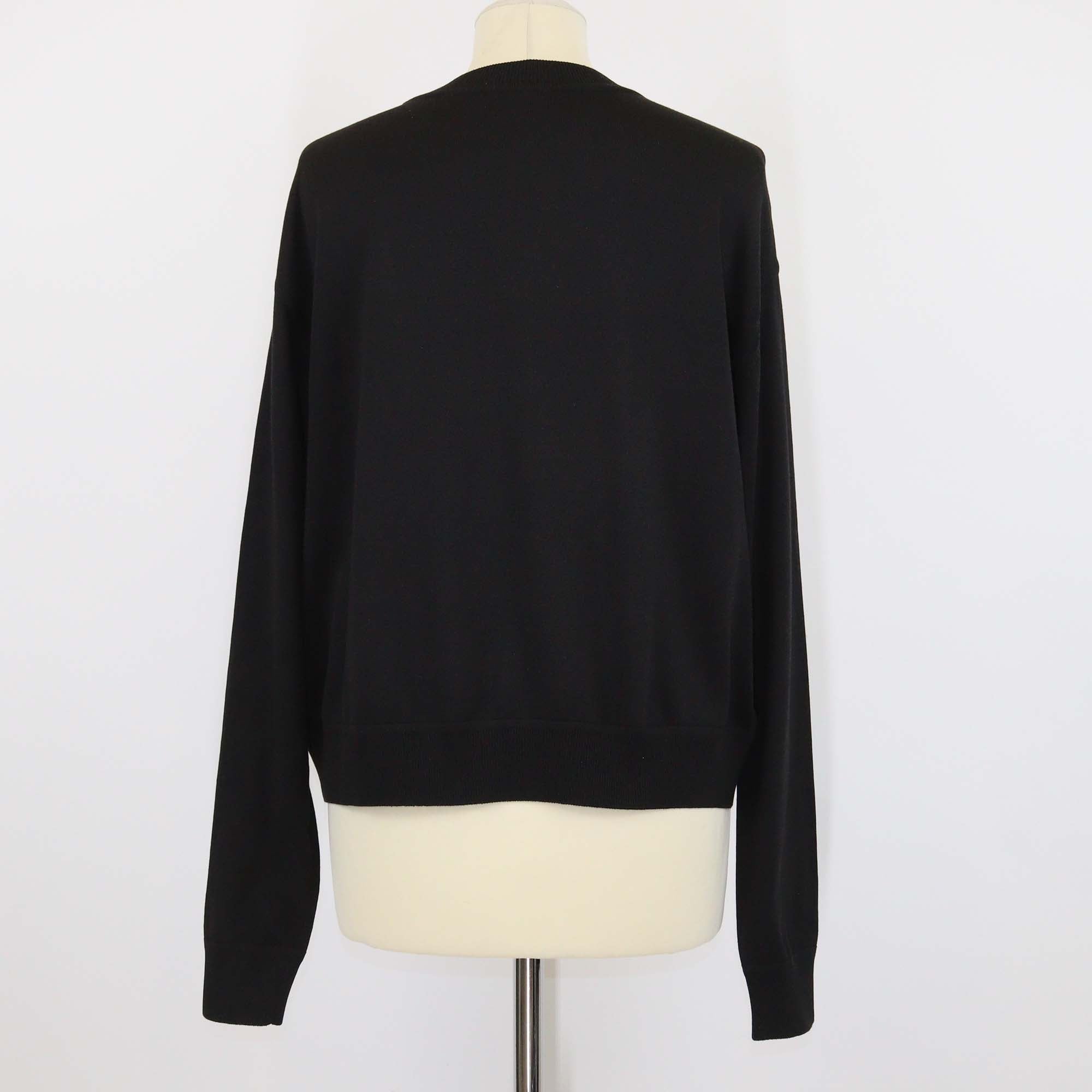 Hermes Black Silk Blended Eperon dOr Bandana Print Long Sleeve Sweater