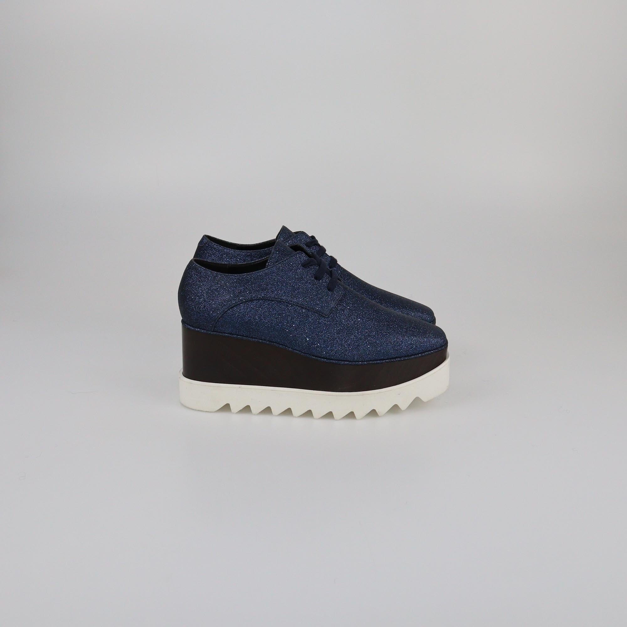 Stella McCartney Blue Glitters Elyse Platform Lace Up Derby Womens Stella McCartney