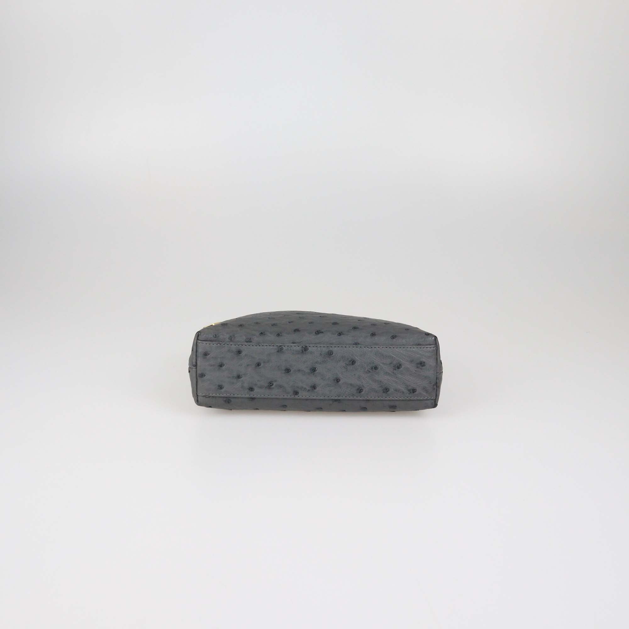 Loro Piana Grey Ostrich Leather Extra Pocket L19 Pouch