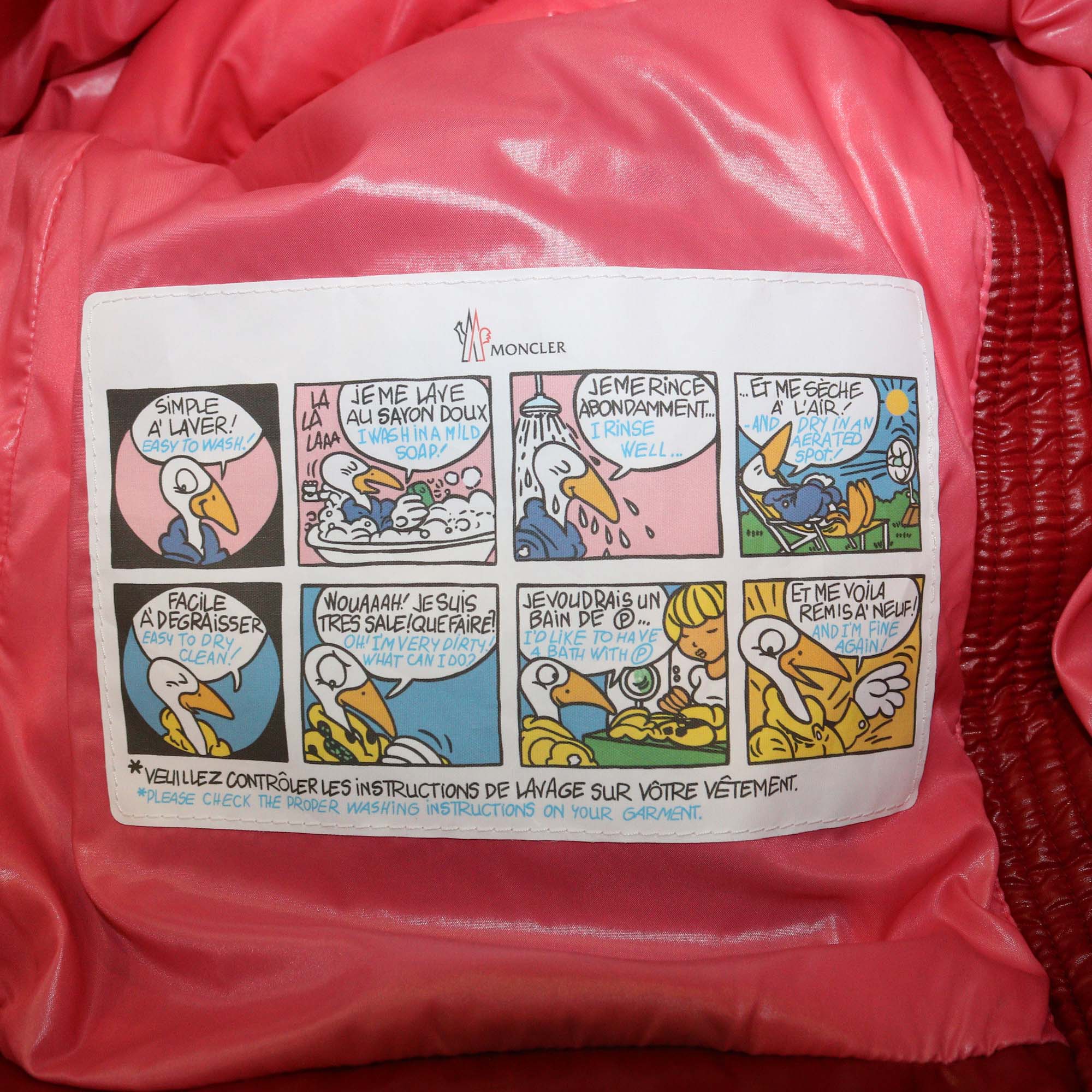 Moncler Red/Pink Nylon and Fur Puffer Hoodie Jacket