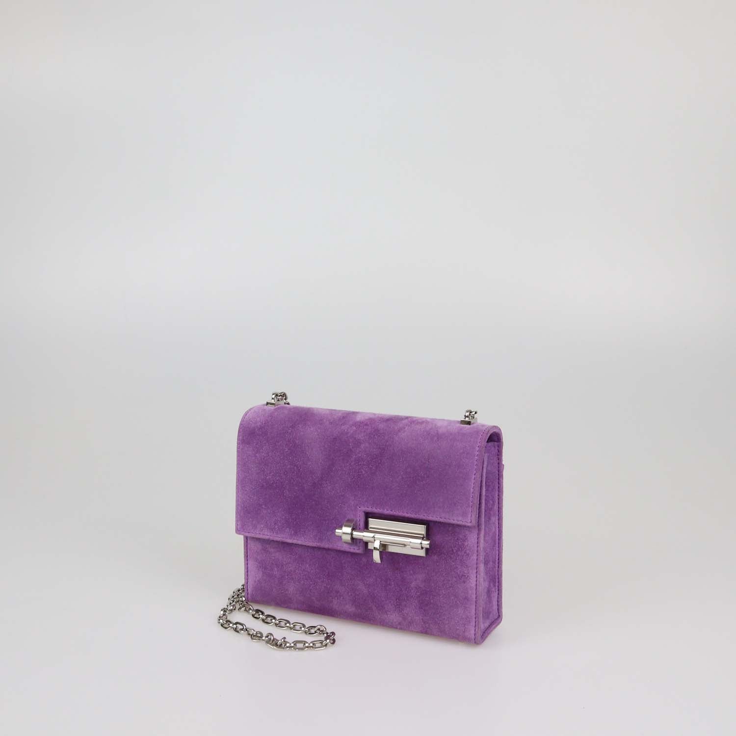 Hermes Violet Veau Doblis Mini Verrou Chaine Bag