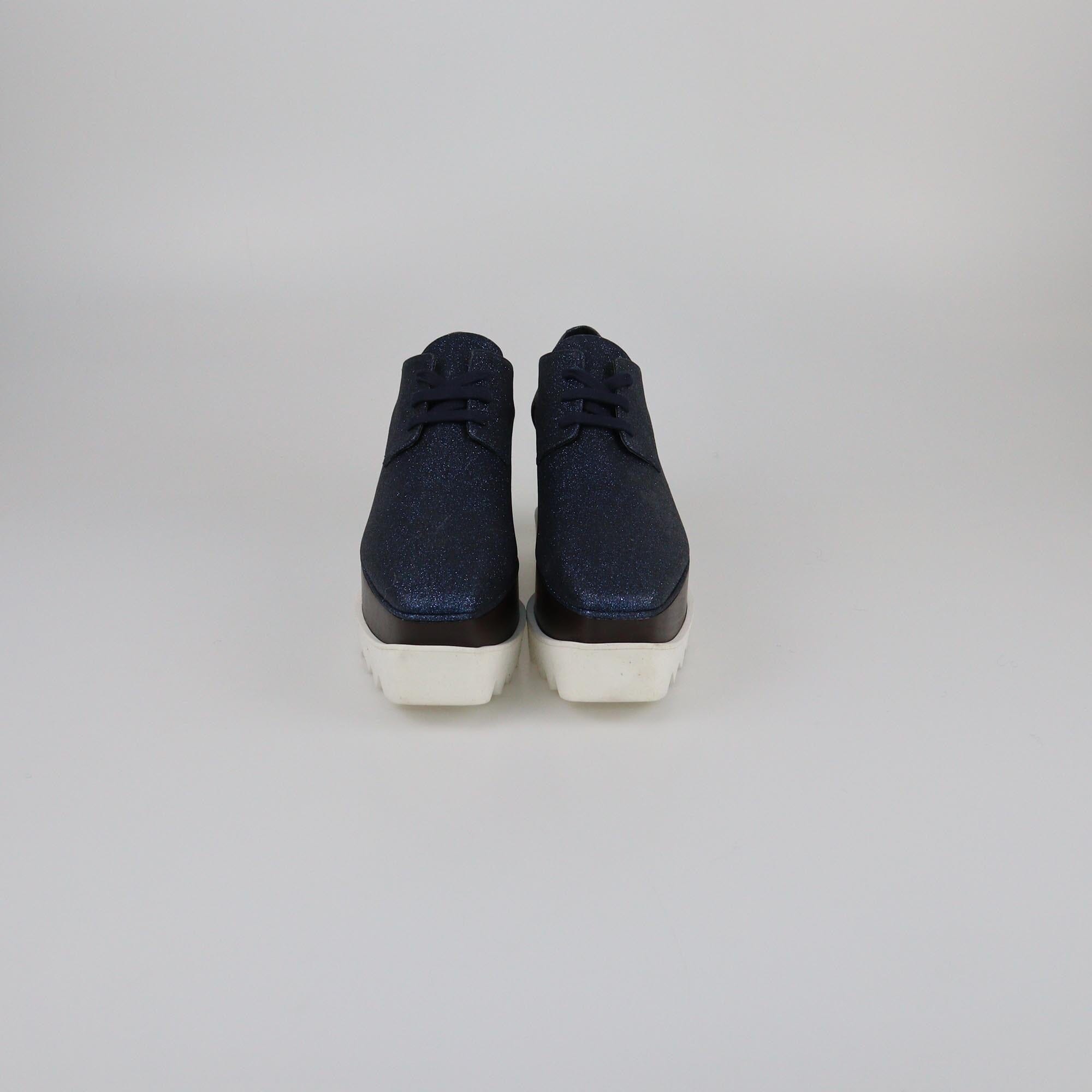 Stella McCartney Blue Glitters Elyse Platform Lace Up Derby Womens Stella McCartney