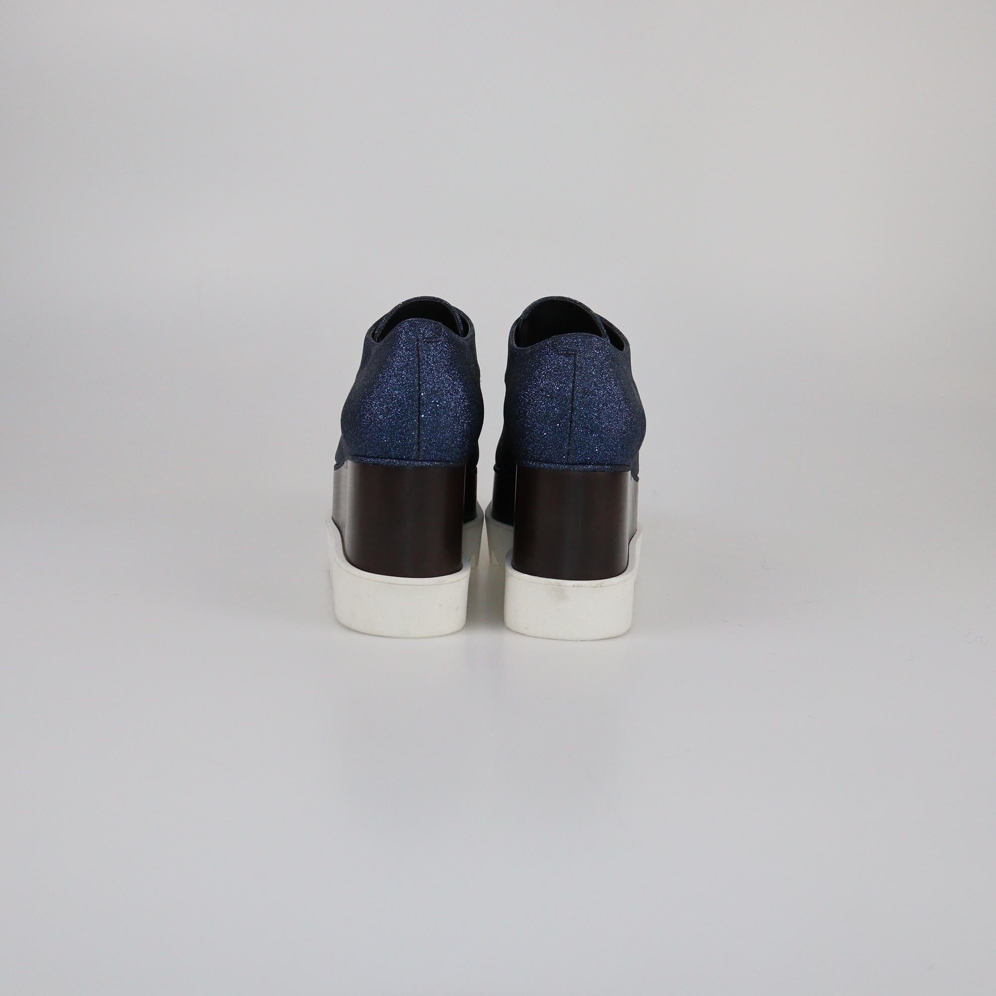 Stella McCartney Blue Glitters Elyse Platform Lace Up Derby Womens Stella McCartney