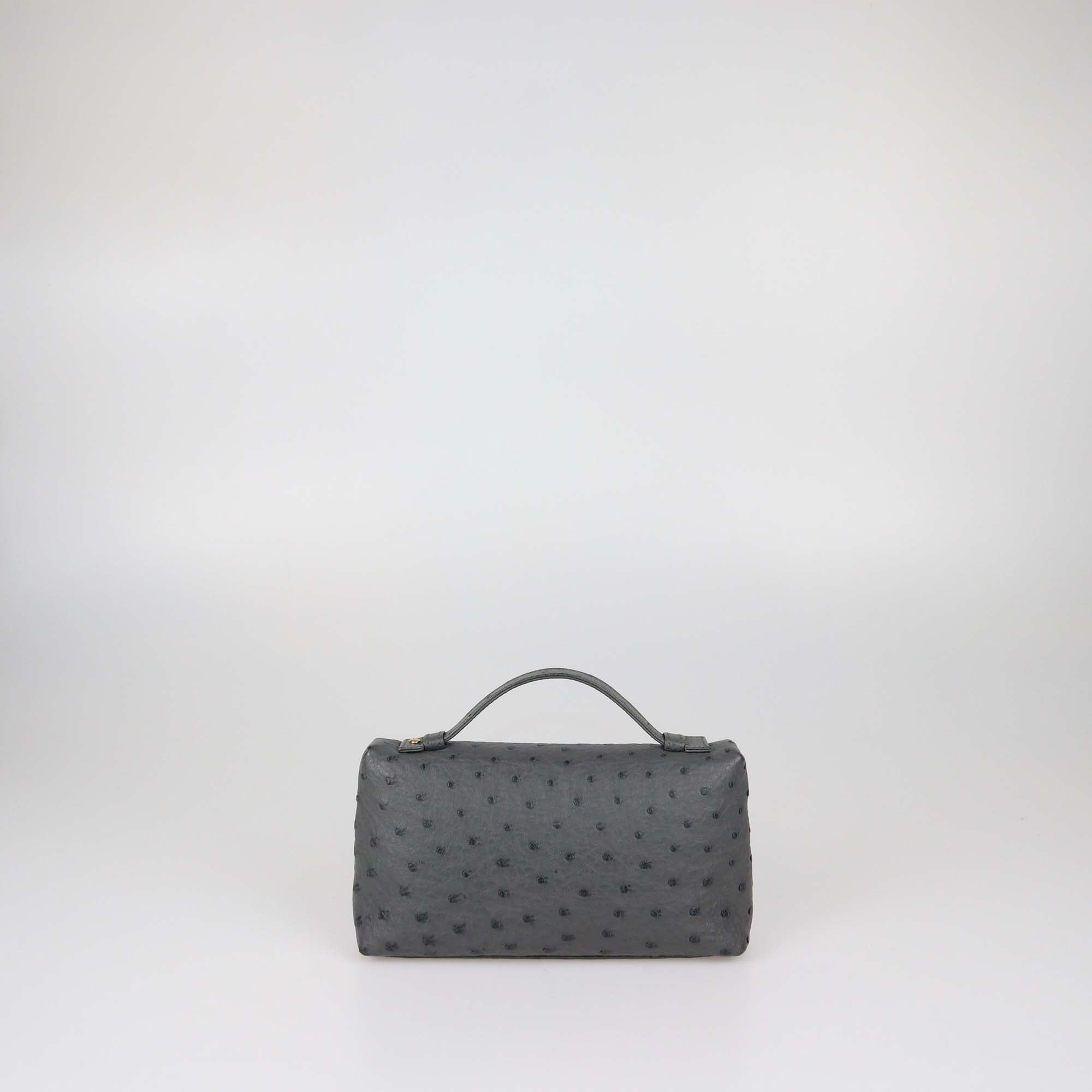 Loro Piana Grey Ostrich Leather Extra Pocket L19 Pouch