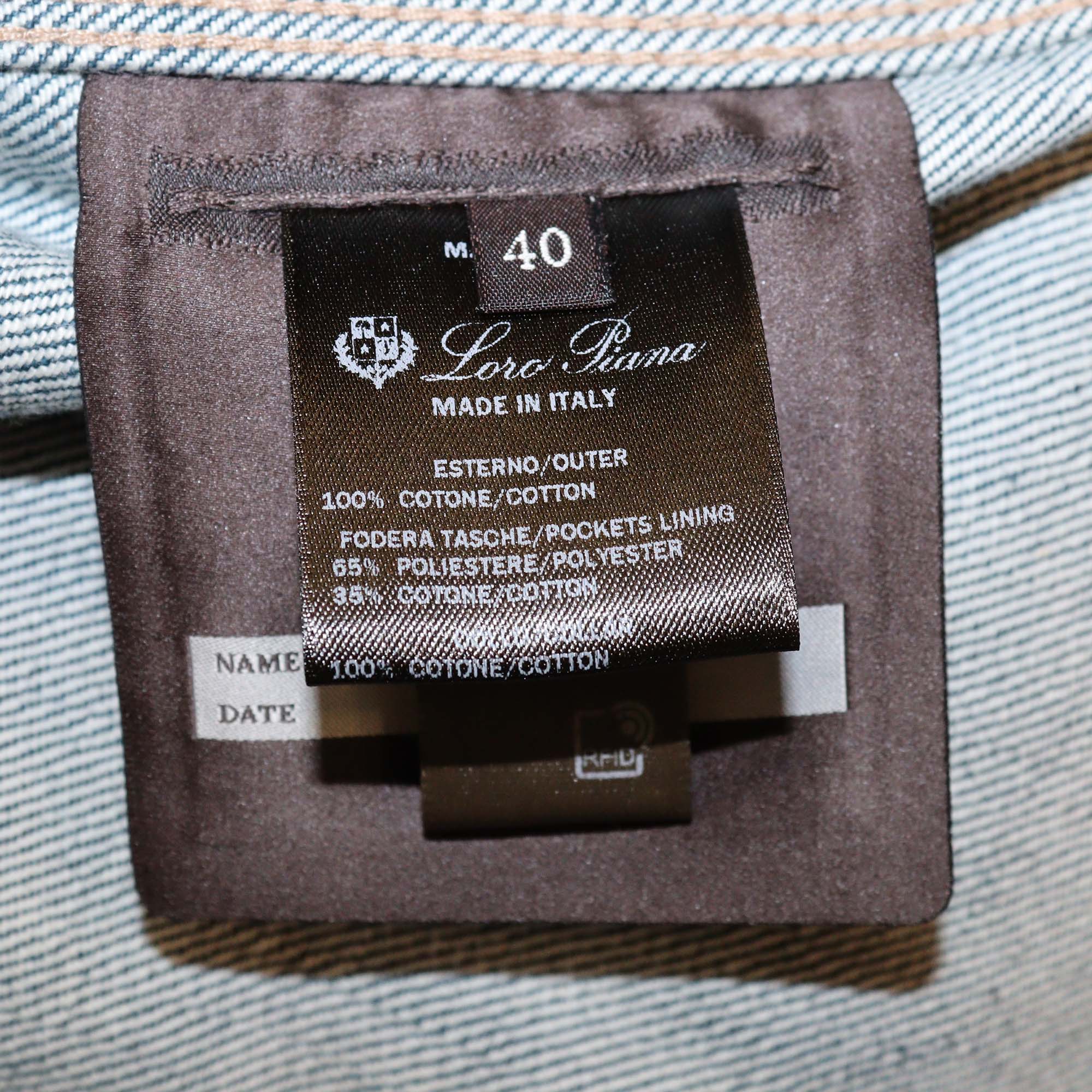 Loro Piana Blue Denim Dean Corduroy-Trimmed Four Pocket Jacket