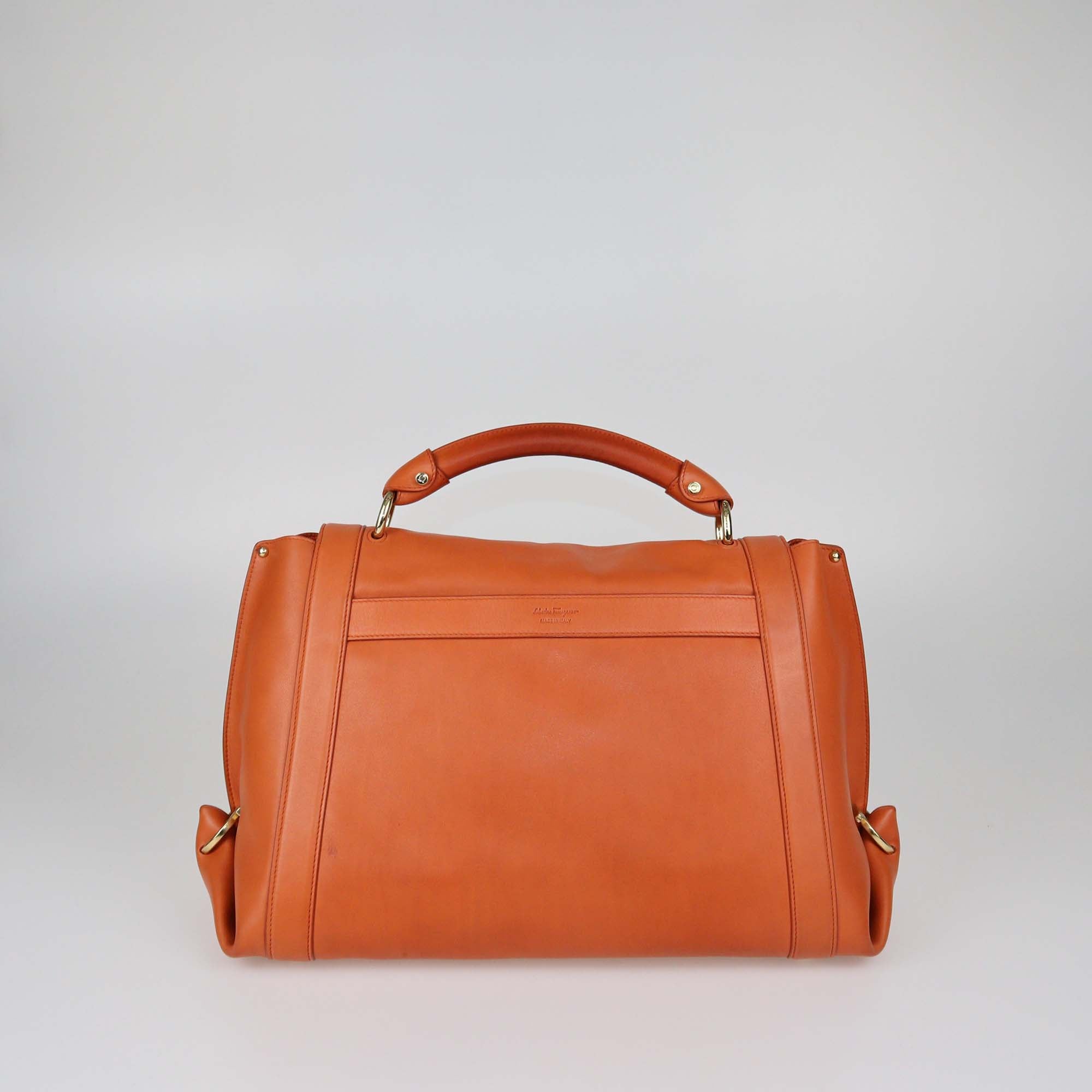 Salvatore Ferragamo Orange Leather Sofia Top Handle Bag