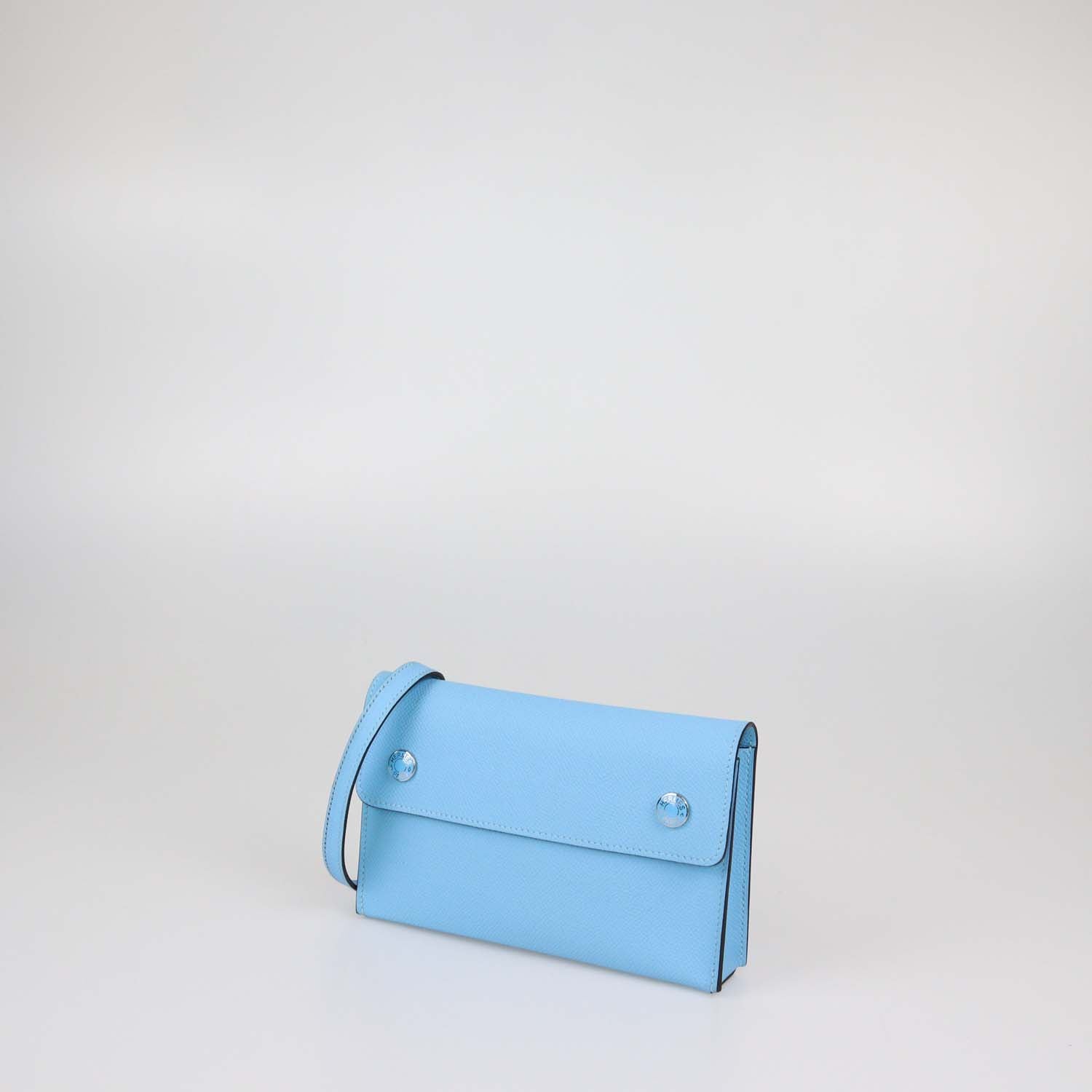 Hermes Blue Celeste Epsom Leather Hermesnap Wallet Crossbody Bag