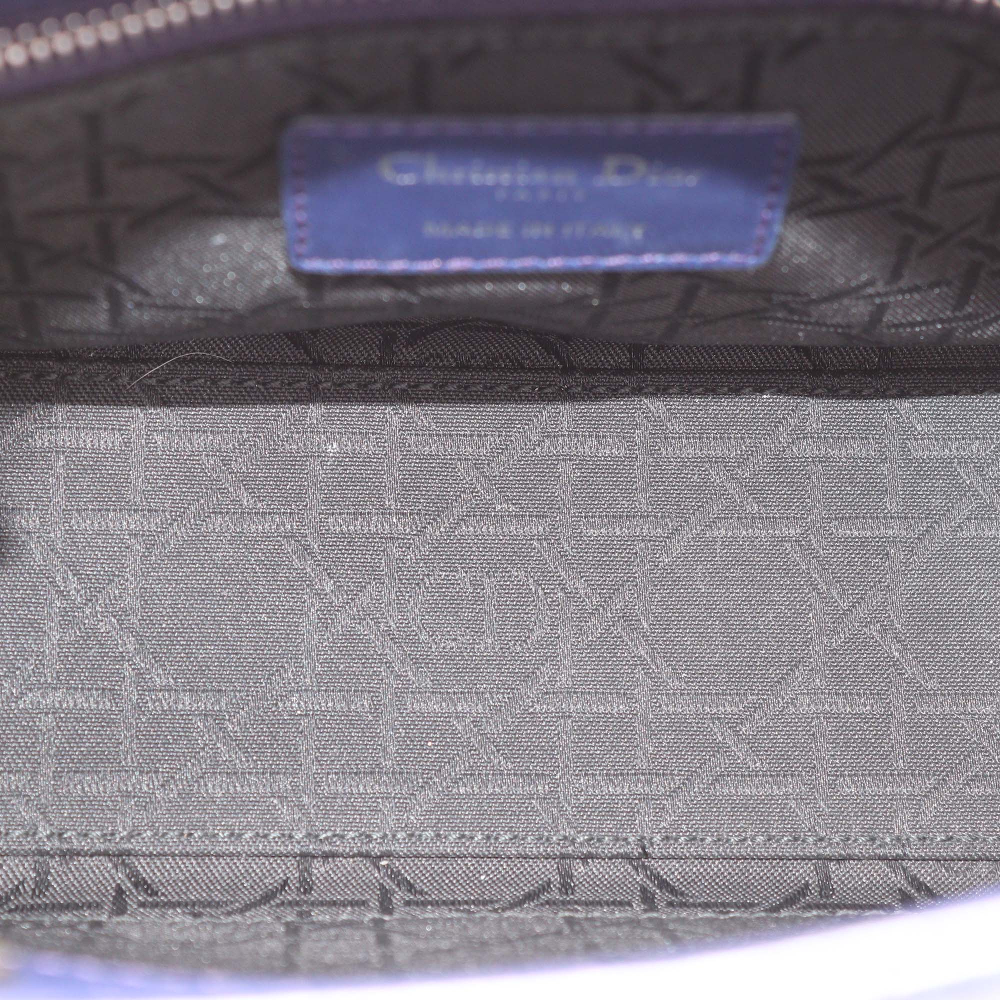 Christian Dior Navy Blue Cannage Leather Small Lady Dior Tote